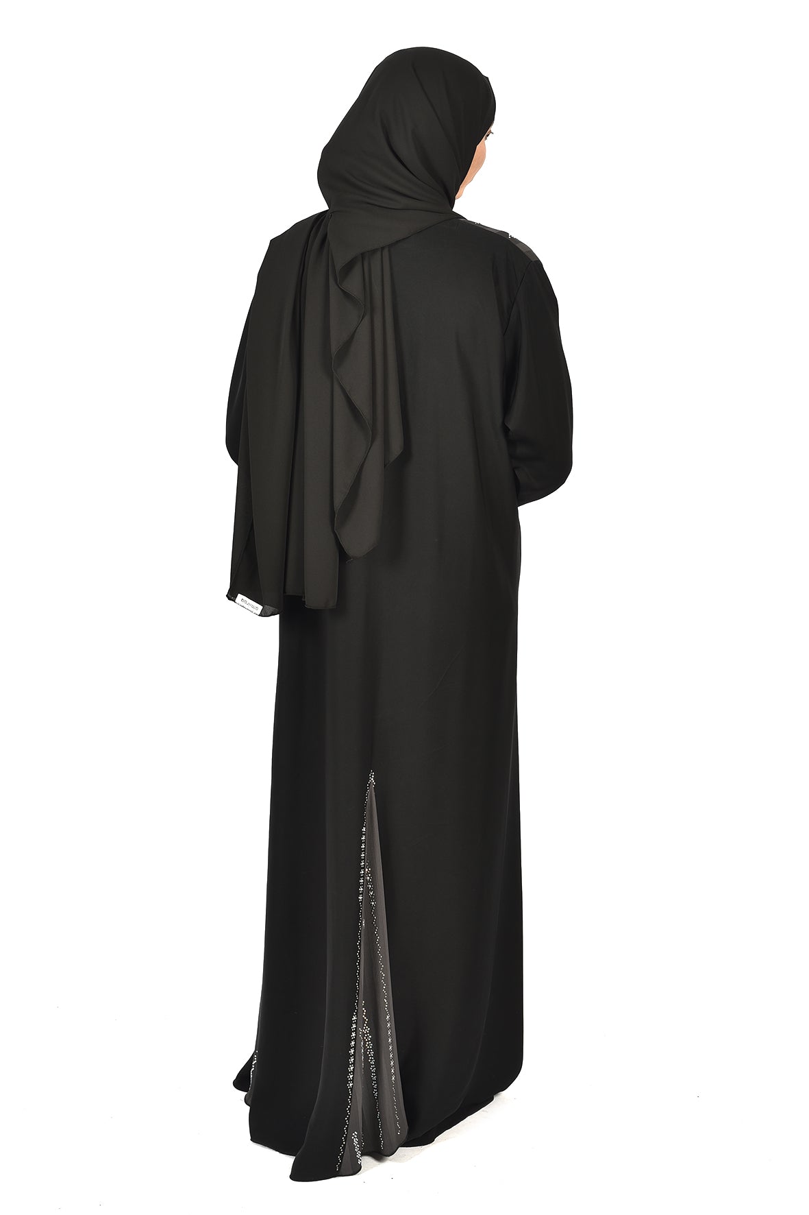 Luxury Black Abaya with Floral Embroidery & Sparkling Beads – Elegant Occasion Wear ( ladies abaya )