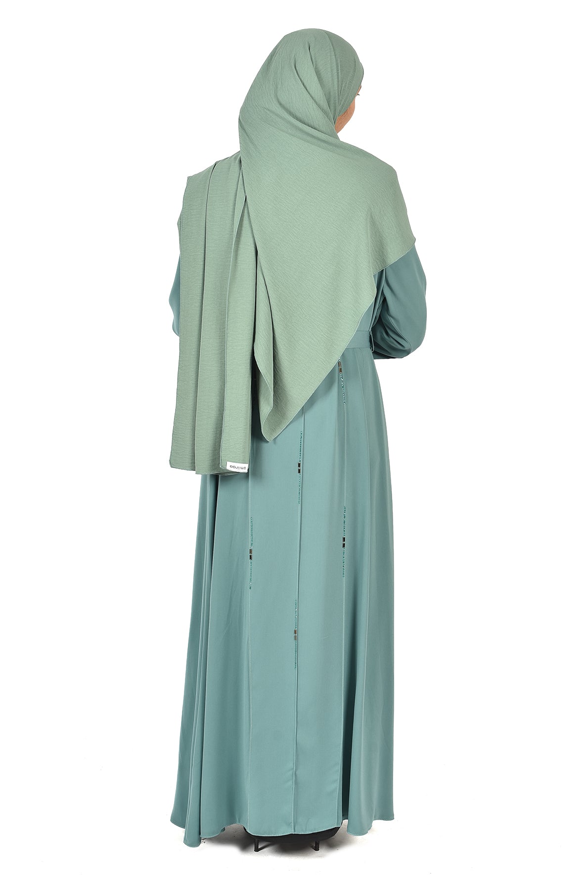 Modern Pastel Green Abaya with Front Zipper – Elegant Minimalist Design ( katalia )