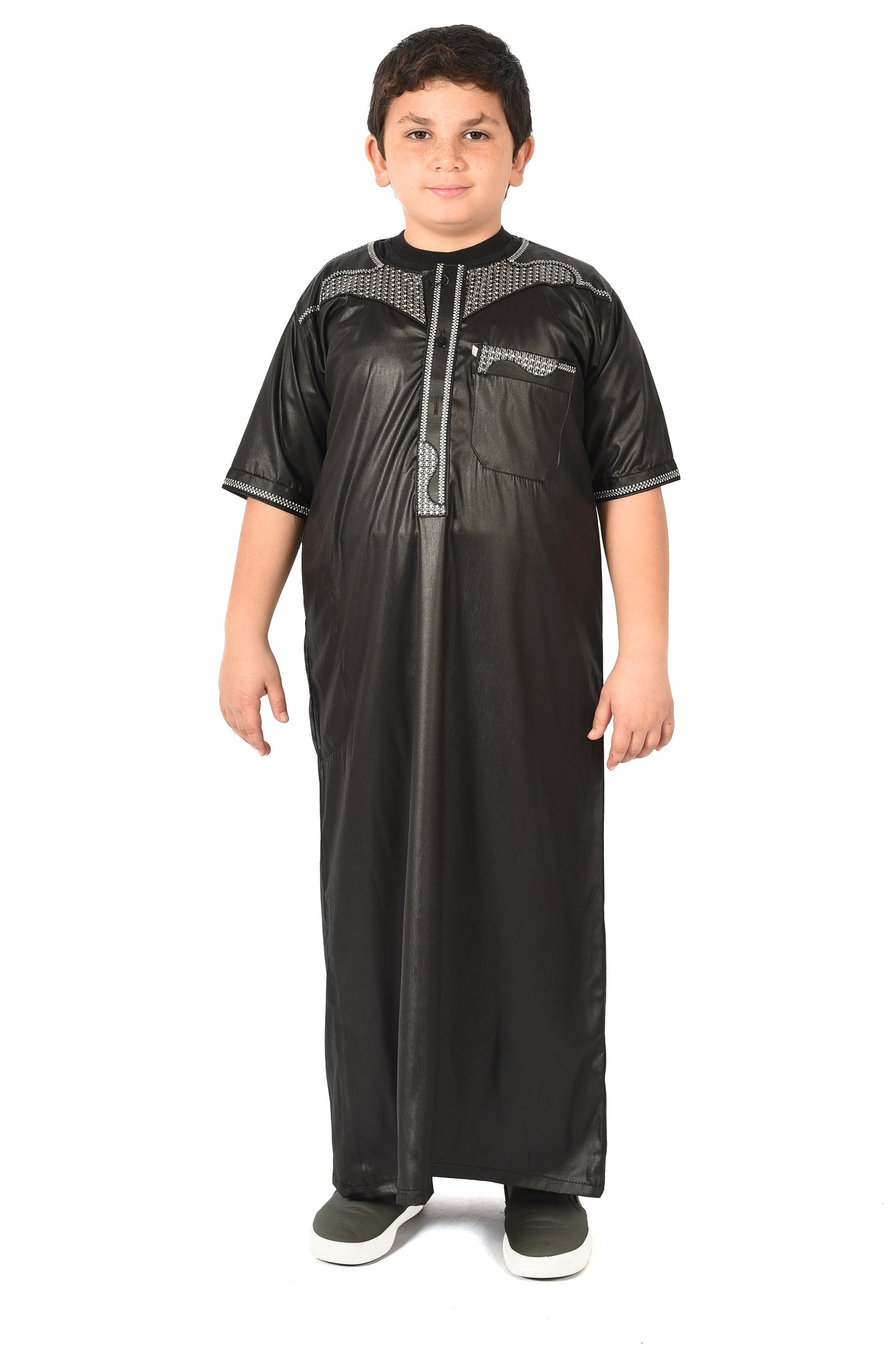 Kids Short Sleeve Sport Thobe - Black