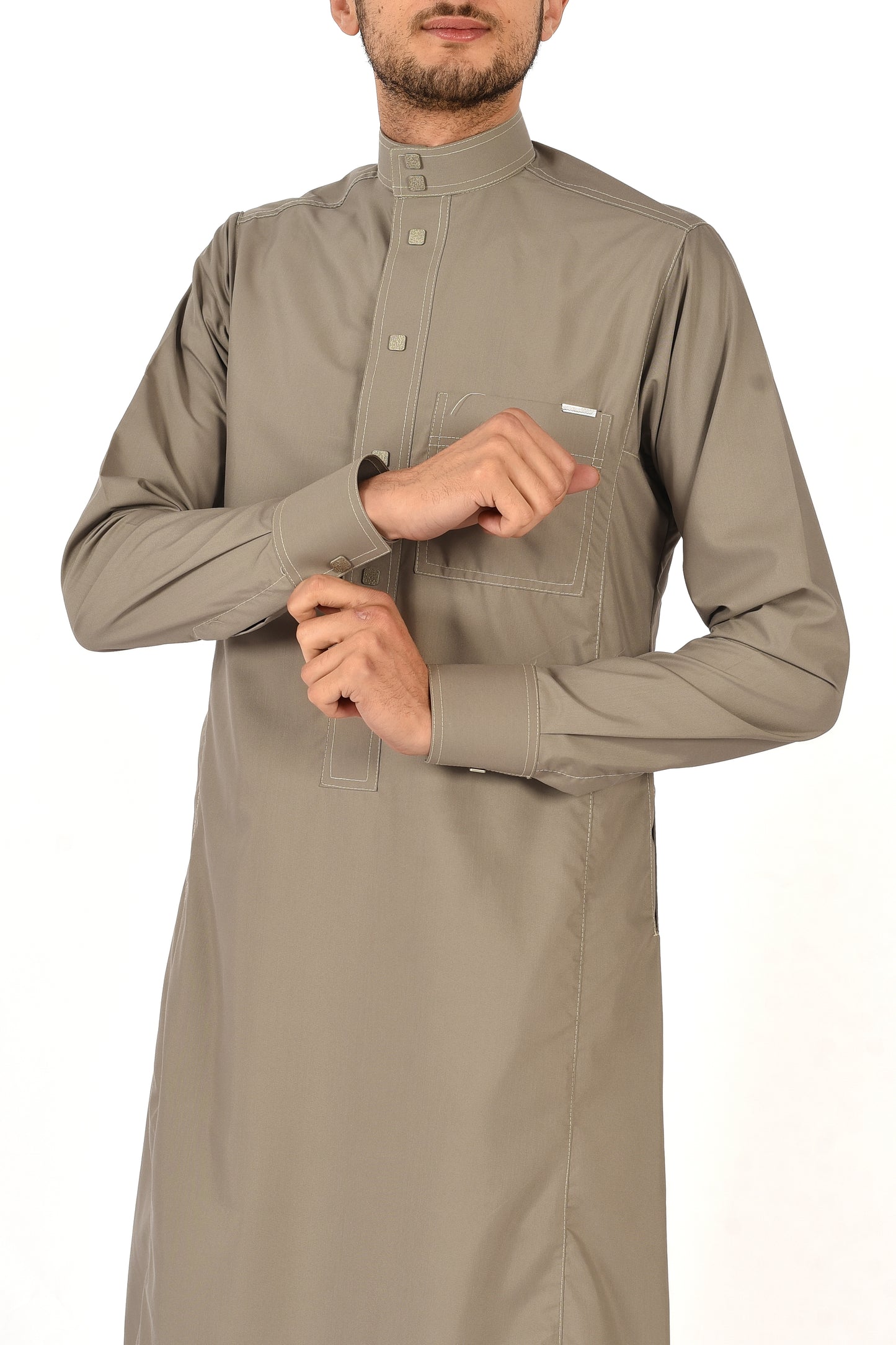 Al Fares Collar Thobe – Steeple Gray
