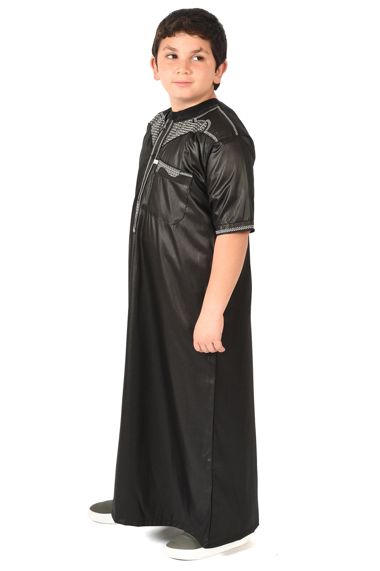 Kids Short Sleeve Sport Thobe - Black