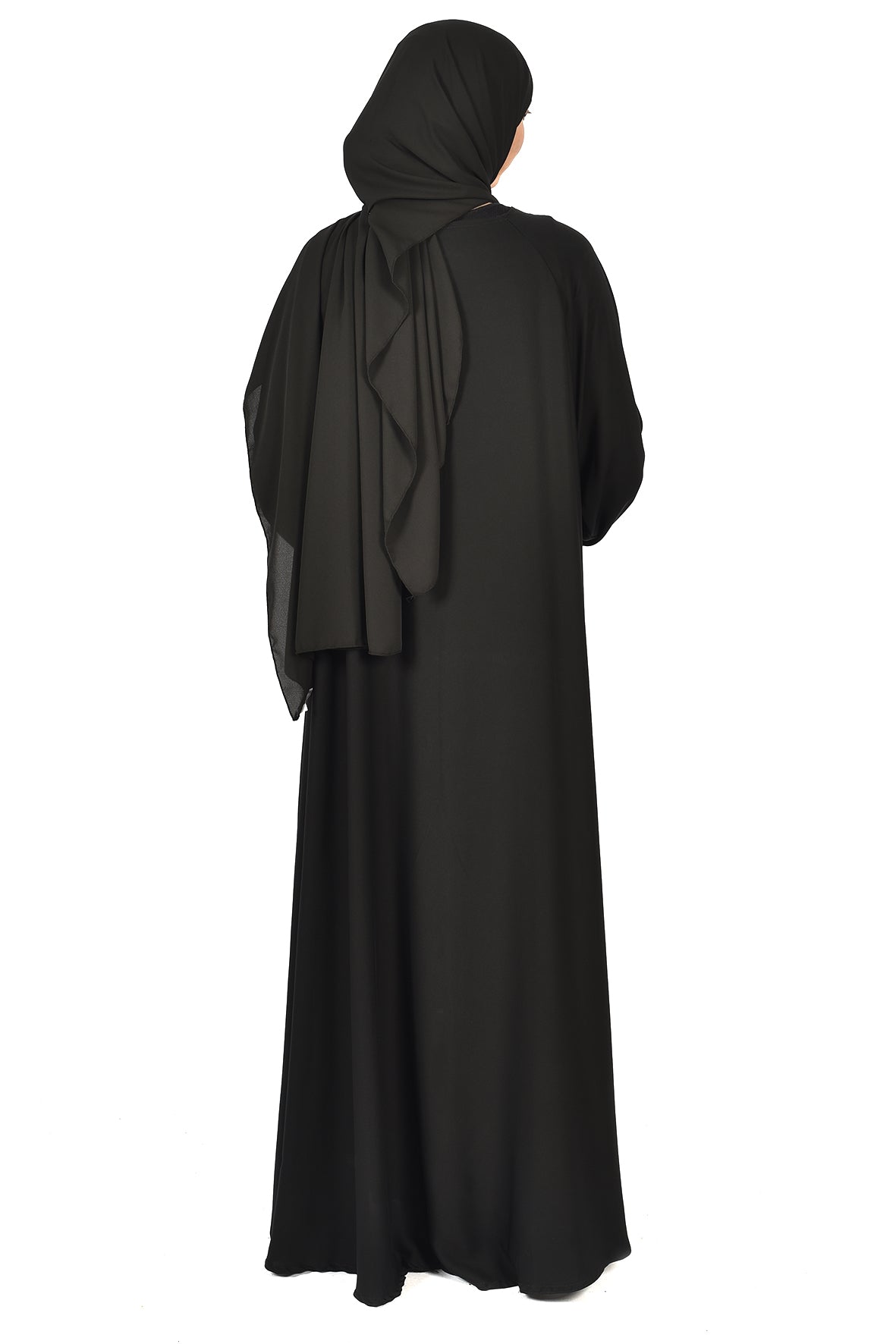 Elegant Black Abaya with Front Zipper and Subtle Detailing – Classic Meets Modern ( ladies abaya )