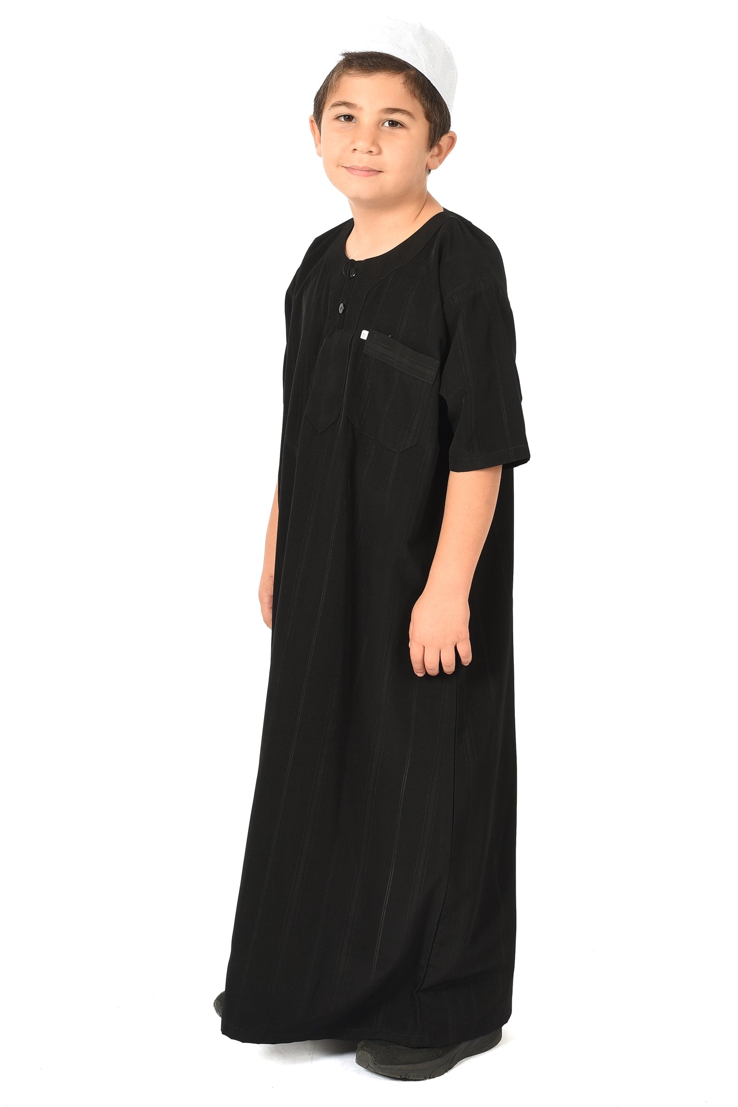 Kids Short Sleeve Thobe - Black