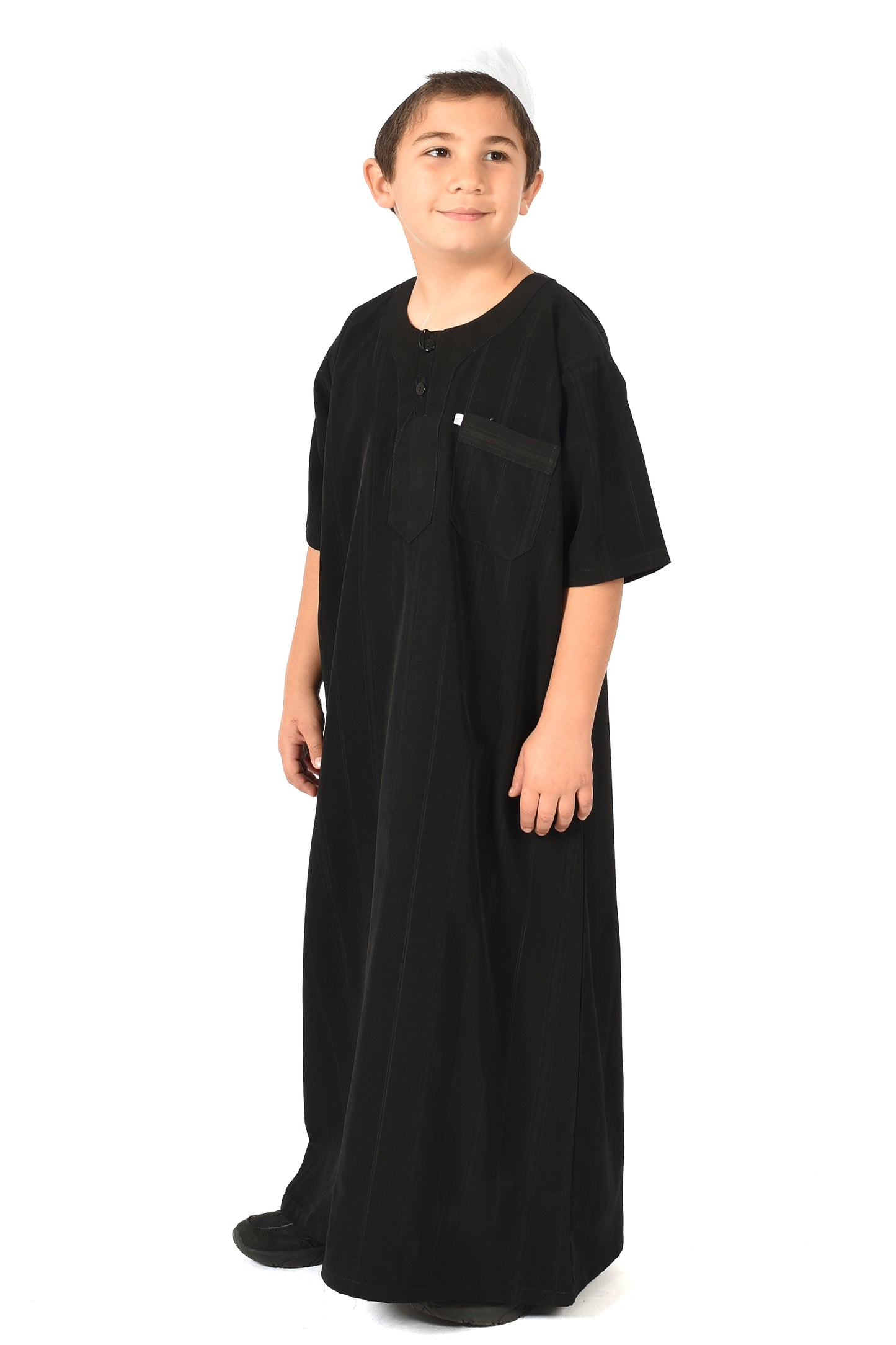 Kids Short Sleeve Thobe - Black