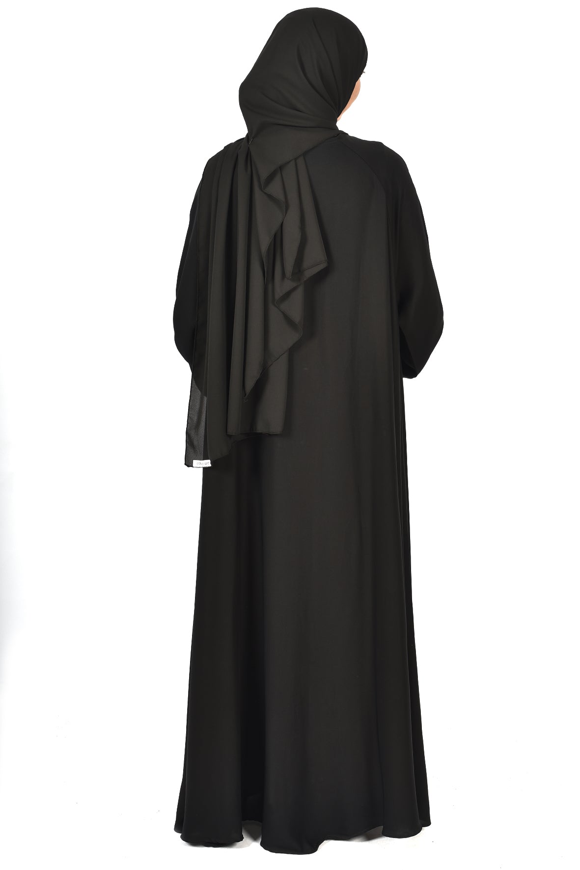Black Abaya with Front Zipper and Vertical Shiny Embroidery – Elegant & Practical ( ladies abaya )