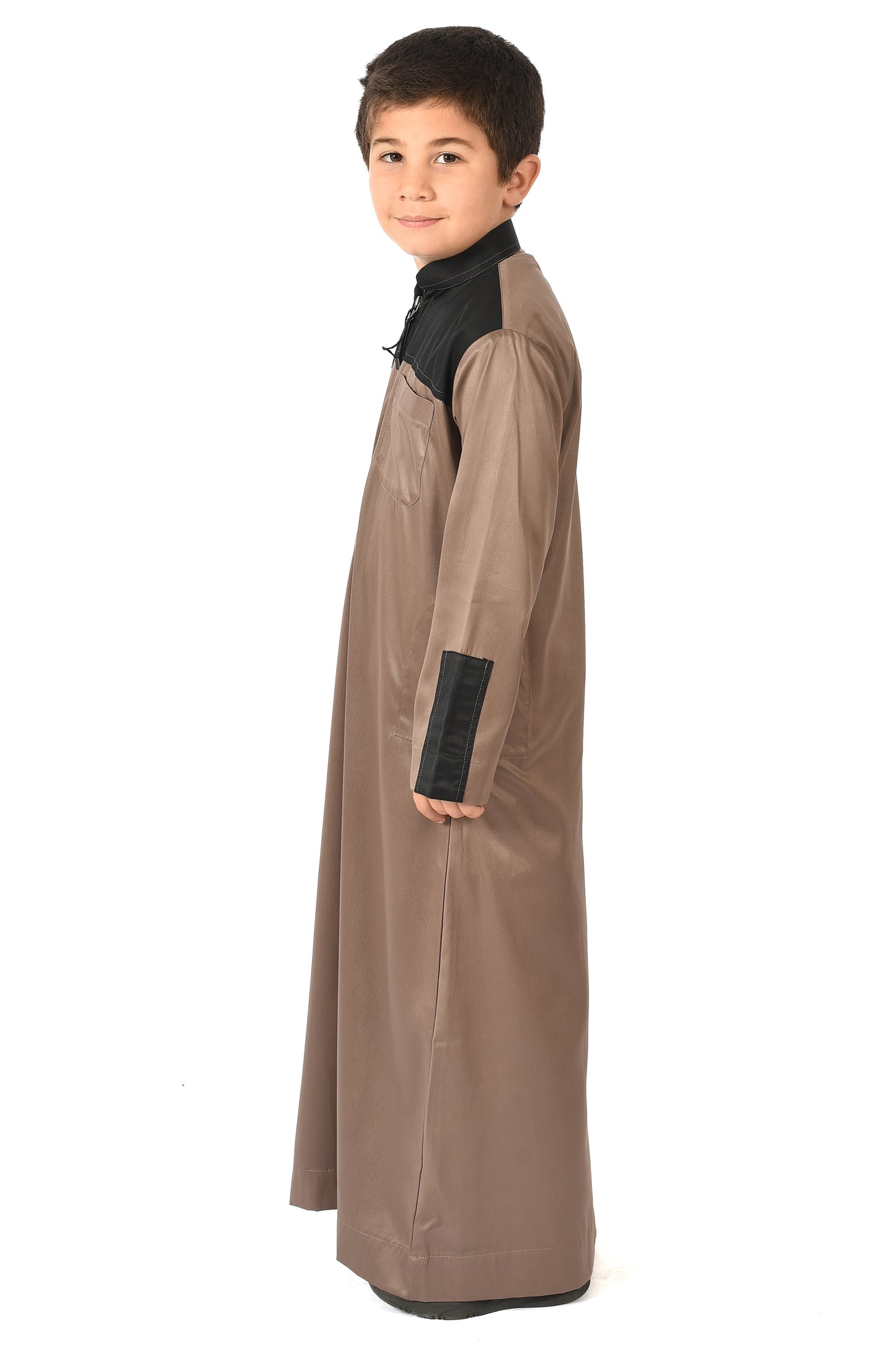 Markim kids sport thobe - brown with black stripe