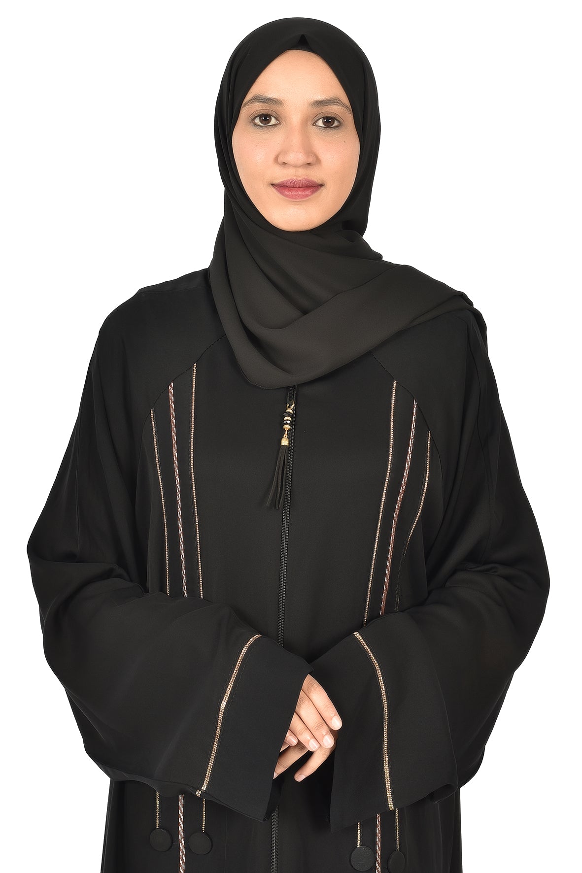 Elegant Black Abaya with Gold Embroidery ( ladies abaya )