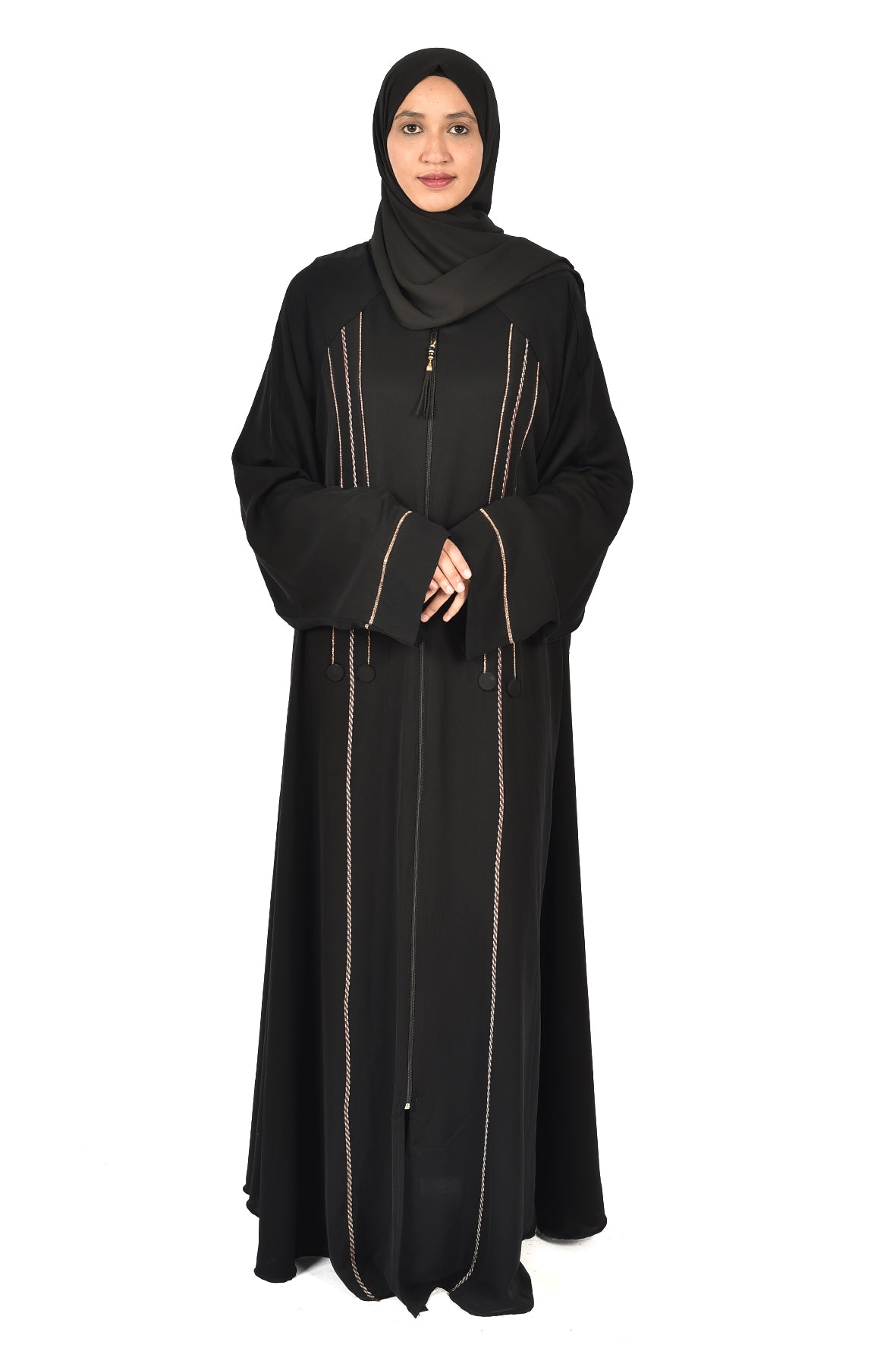 Elegant Black Abaya with Gold Embroidery ( ladies abaya )