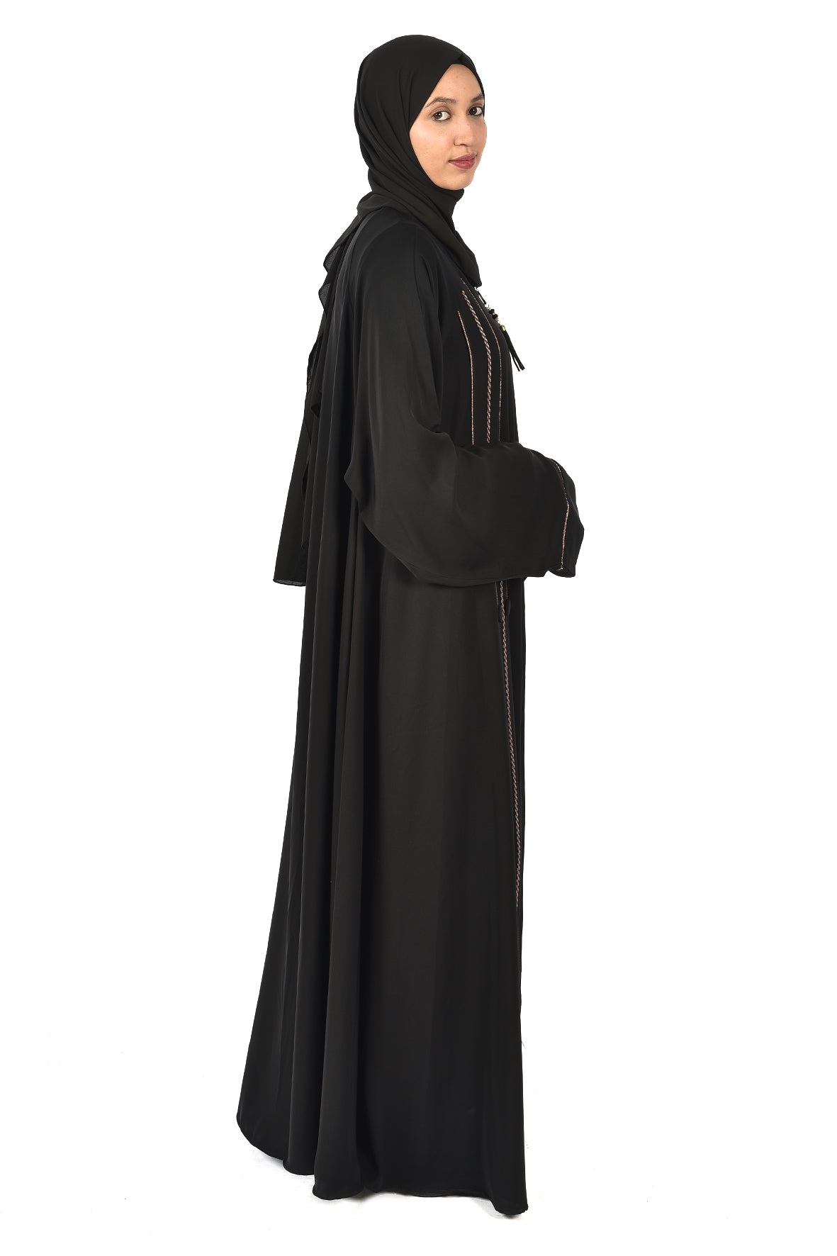 Elegant Black Abaya with Gold Embroidery ( ladies abaya )