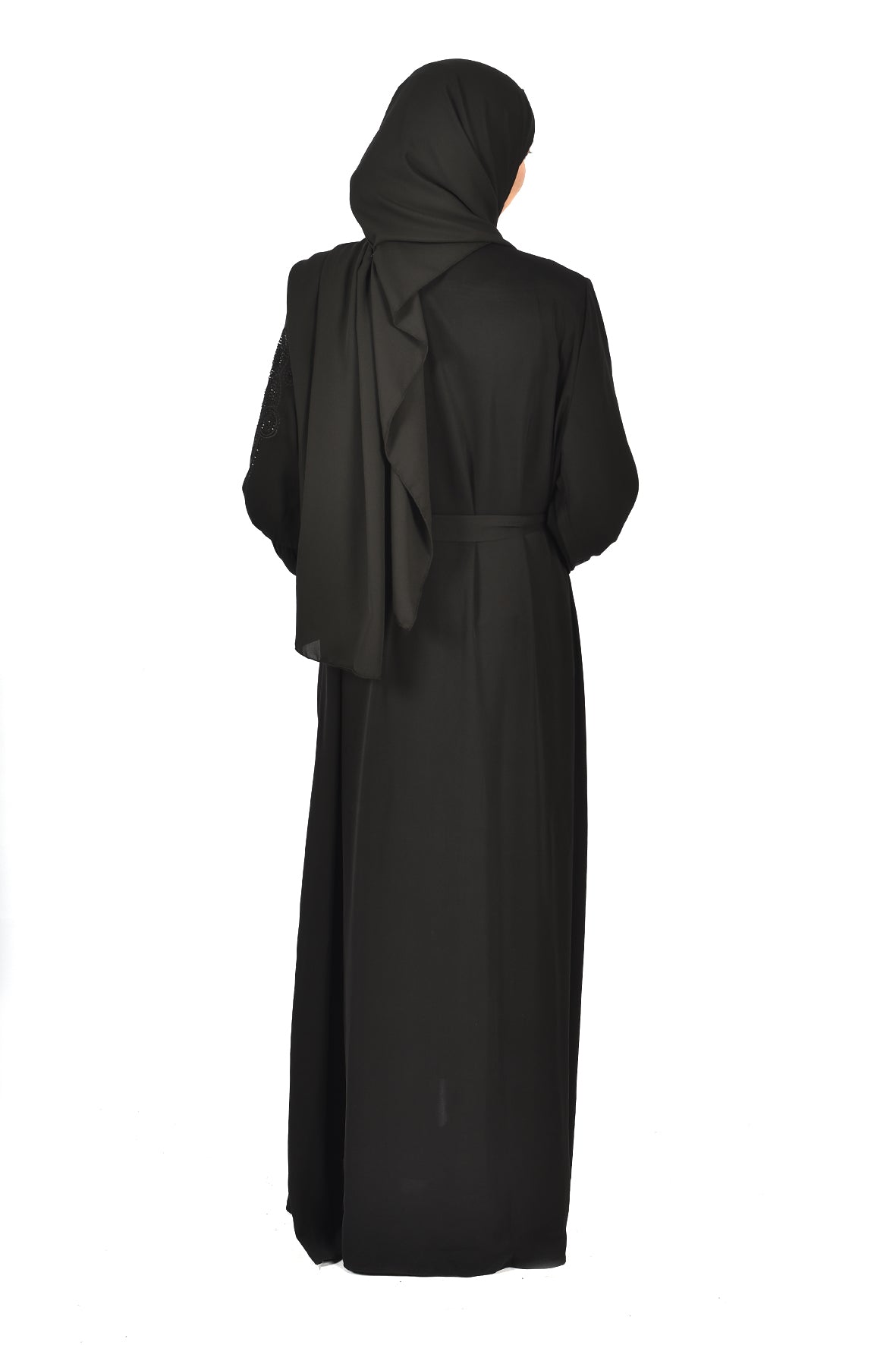 Black Abaya with Elegant Shoulder Embroidery – Refined & Feminine ( katalia )