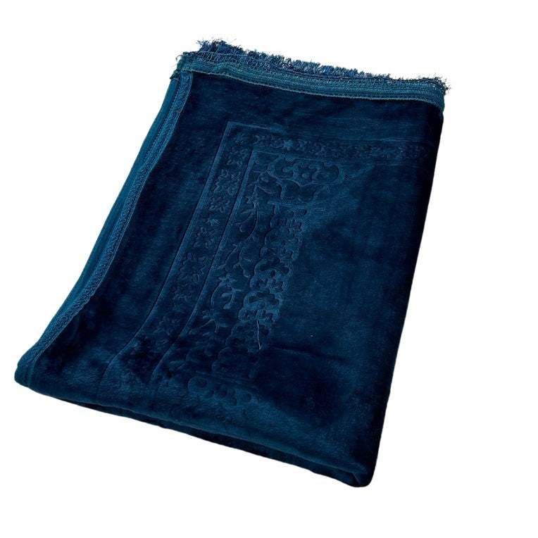 Soft & Silvery Musallah Islamic Prayer Mat for Muslim - Blue