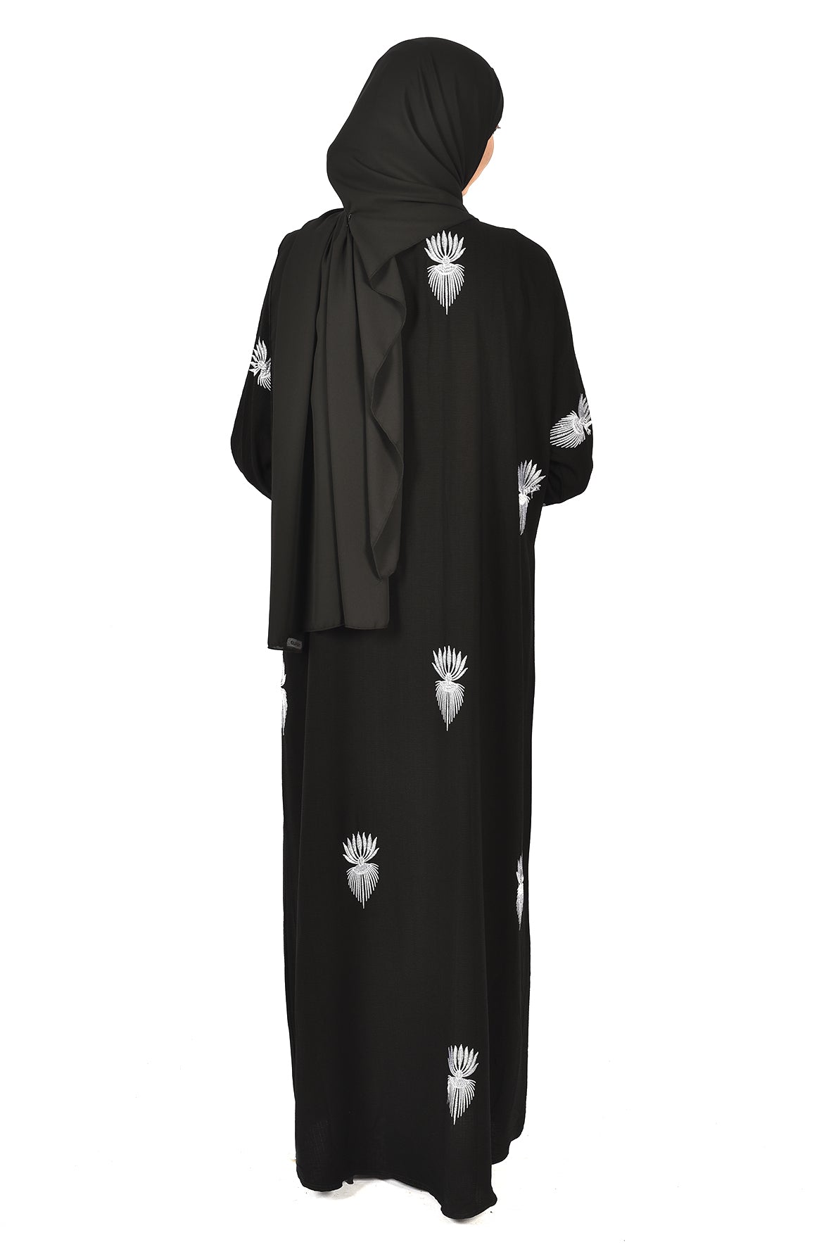 Black Abaya with Delicate White Embroidery – Effortless Elegance for Everyday Wear ( ladies abaya )