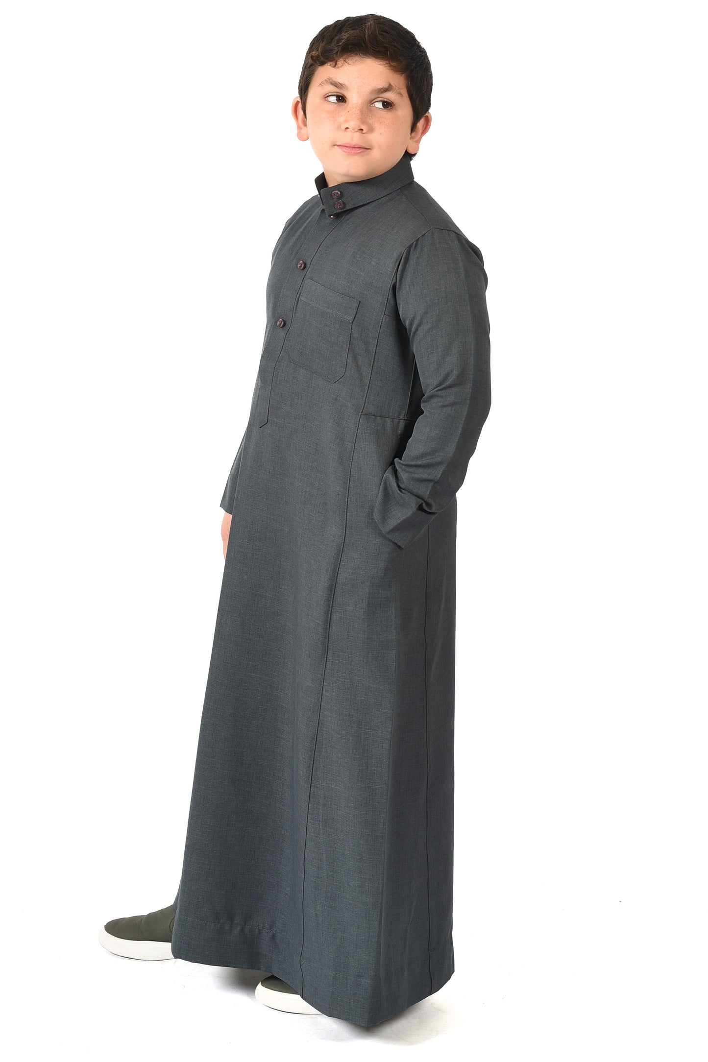 Al-Madini kids winter thobe - Slate