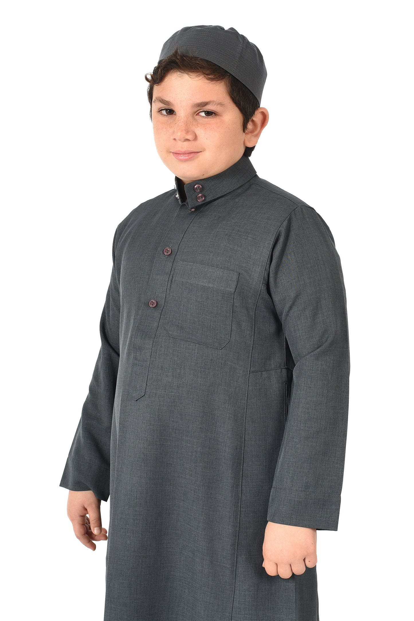 Al-Madini kids winter thobe - Slate