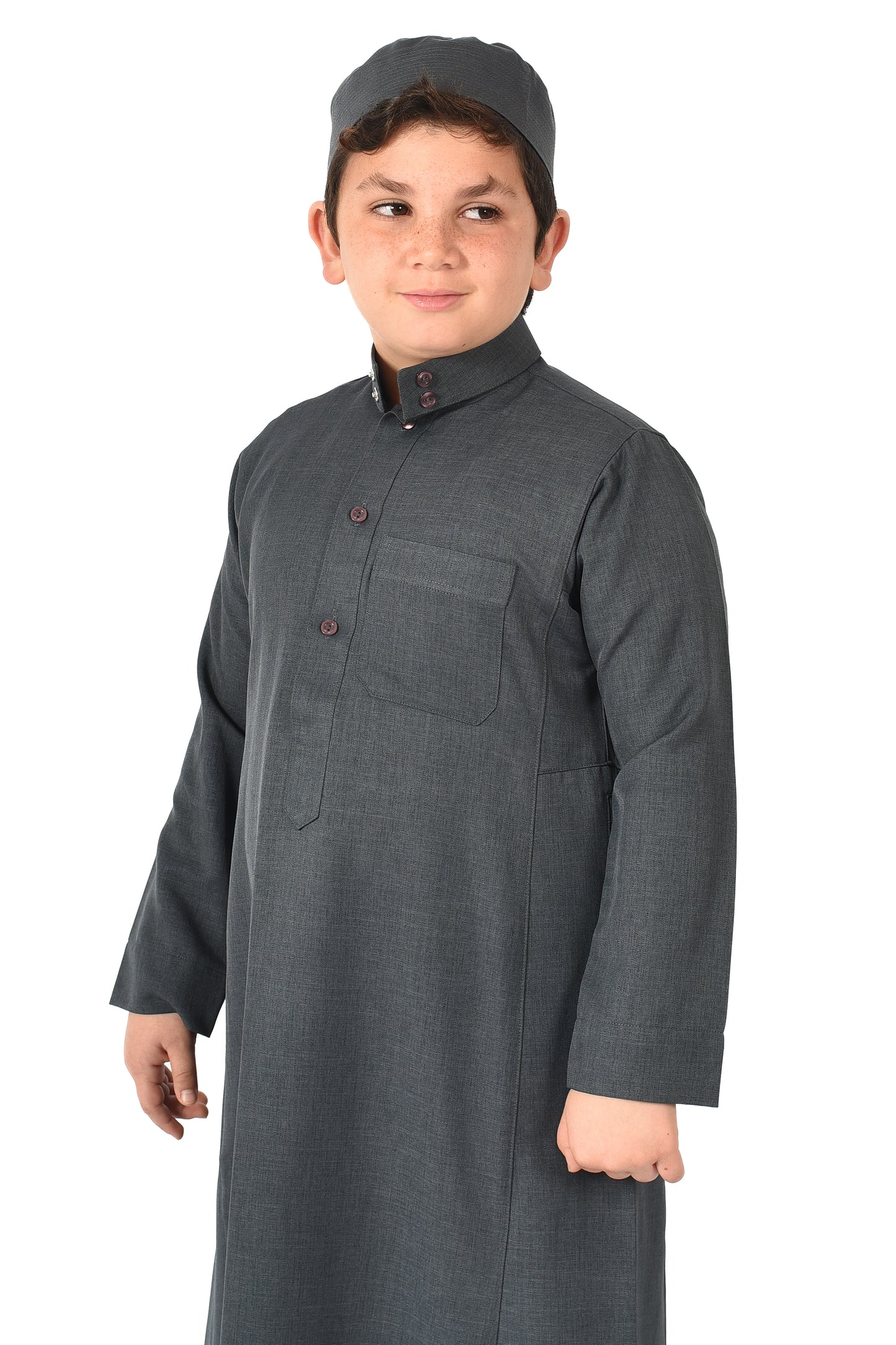 Al-Madini kids winter thobe - Slate