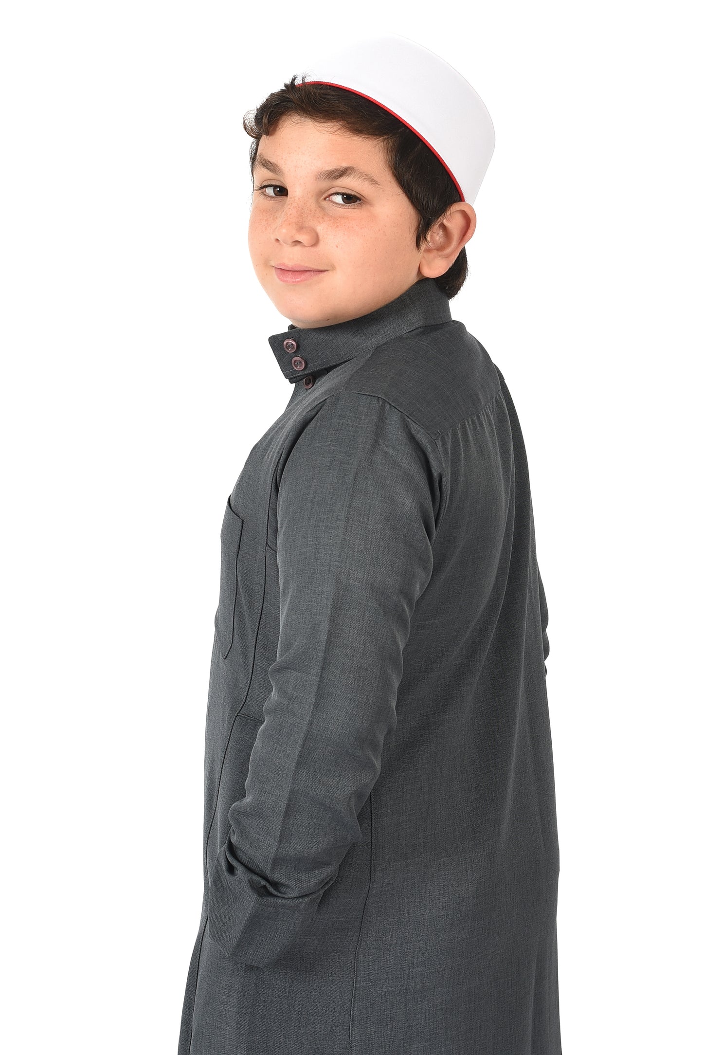 Al-Madini kids winter thobe - Slate