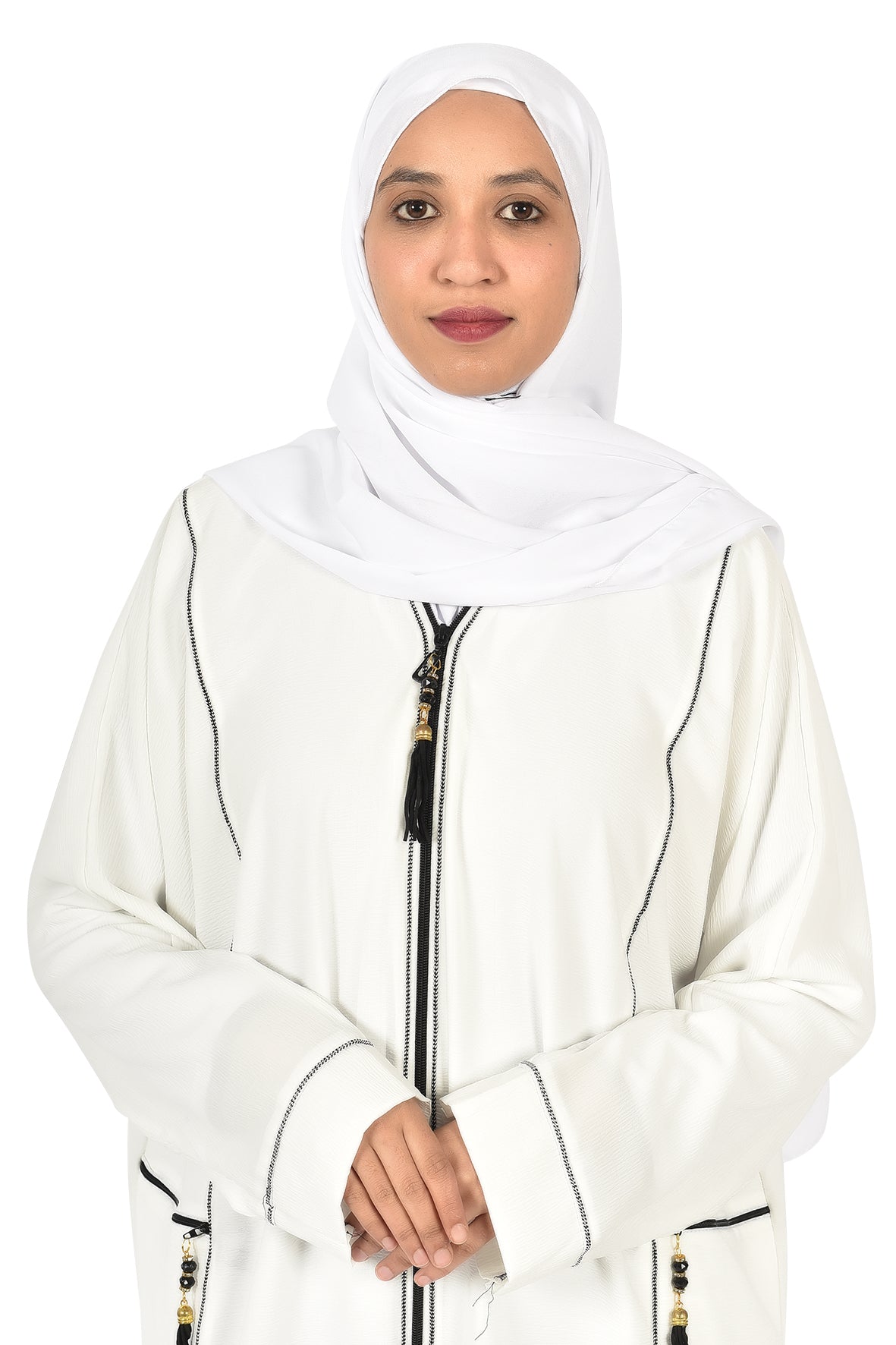 Elegant Women's Abaya with Front Zipper and Stylish Embroidery Details (ladies abaya )