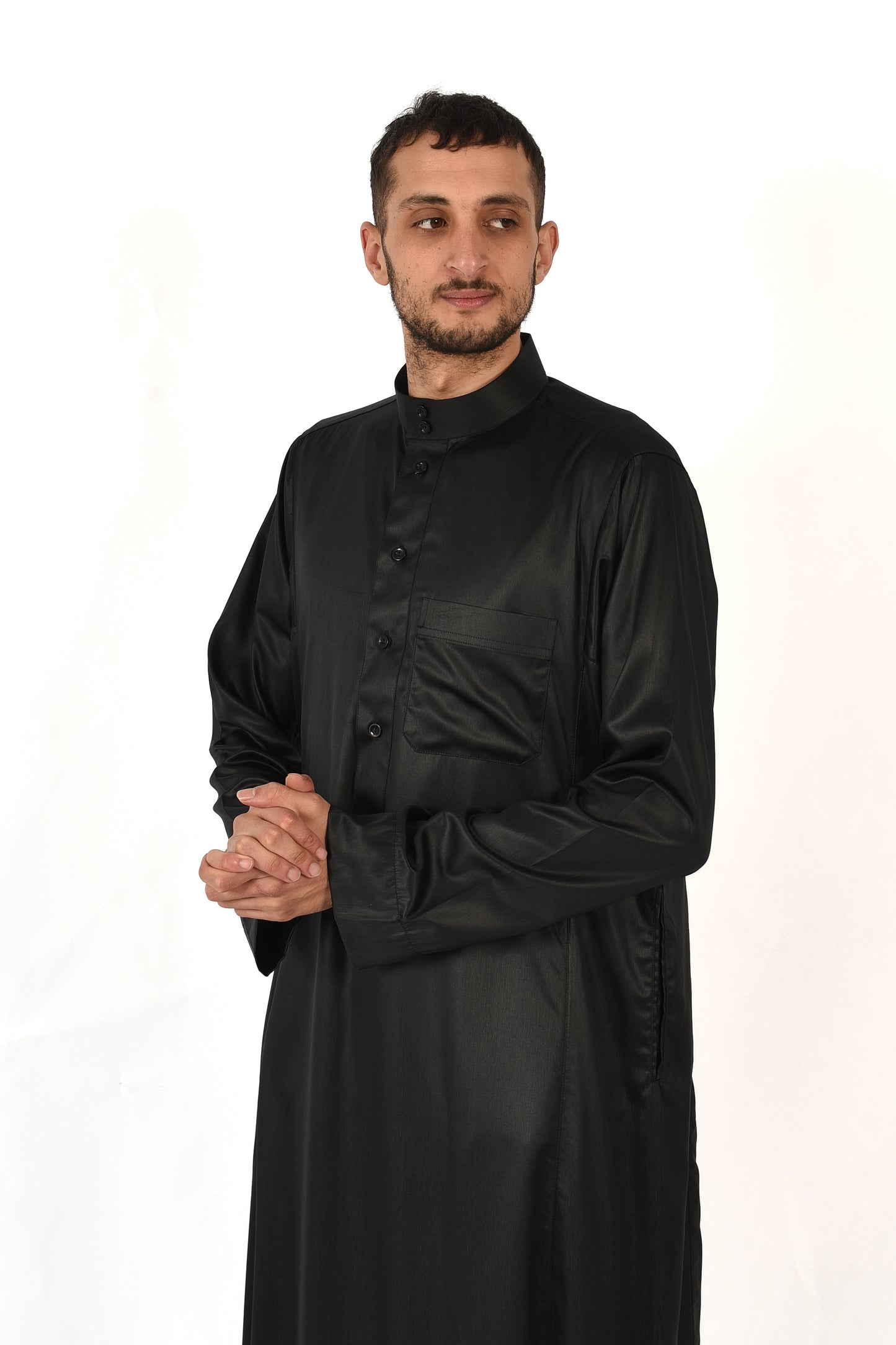 Al-madini Black thobe with collar