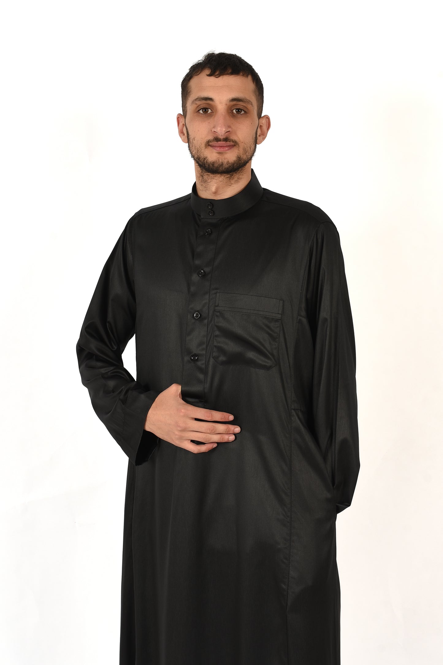 Al-madini Black thobe with collar