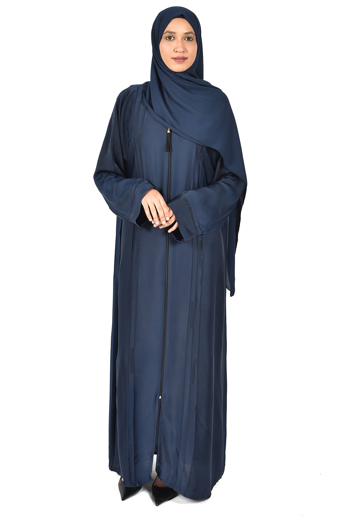 Elegant Navy Front-Zip Abaya (ladies abaya )