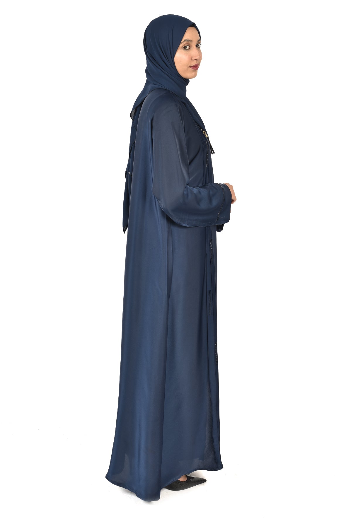 Elegant Navy Front-Zip Abaya (ladies abaya )