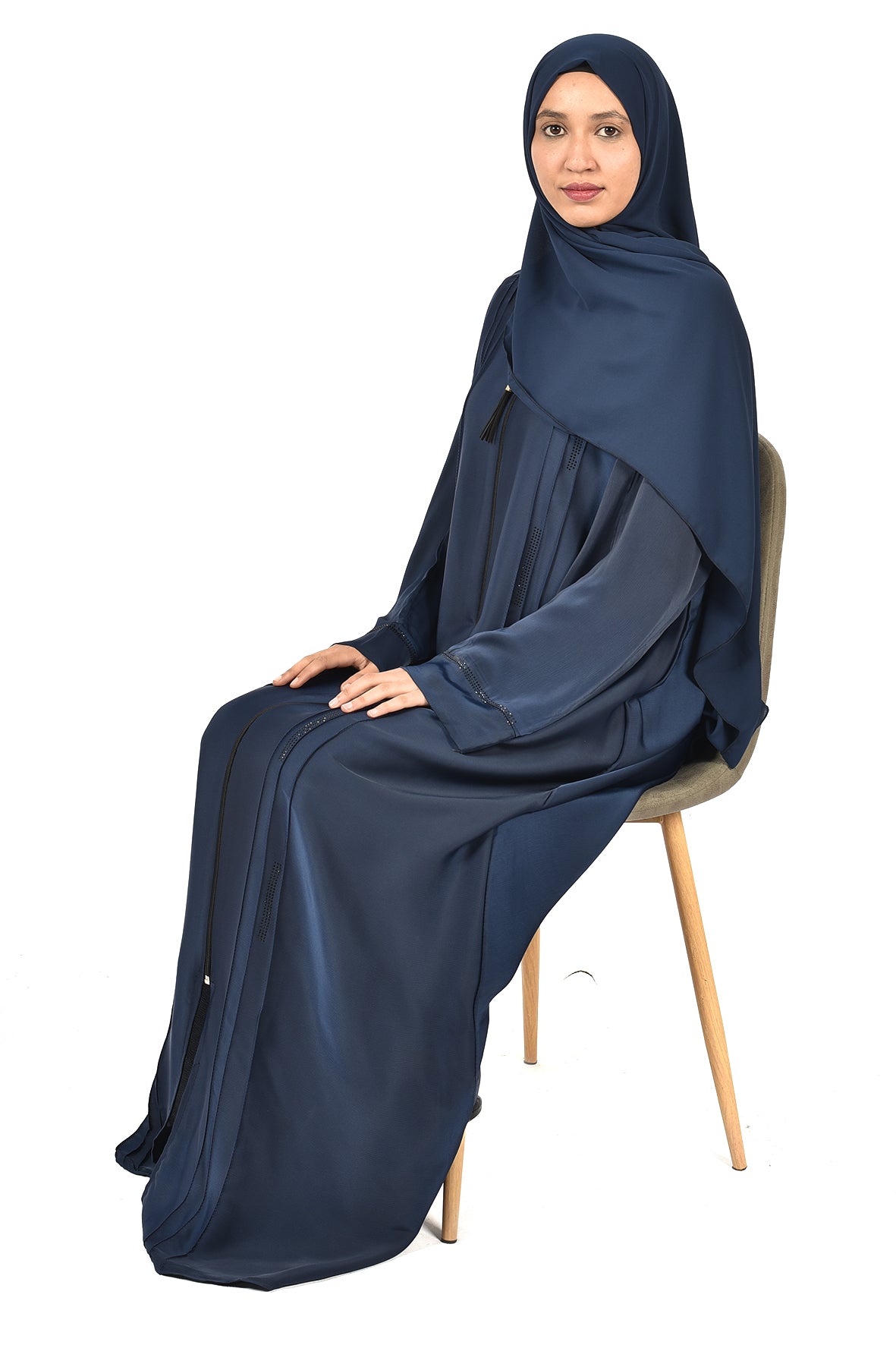 Elegant Navy Front-Zip Abaya (ladies abaya )