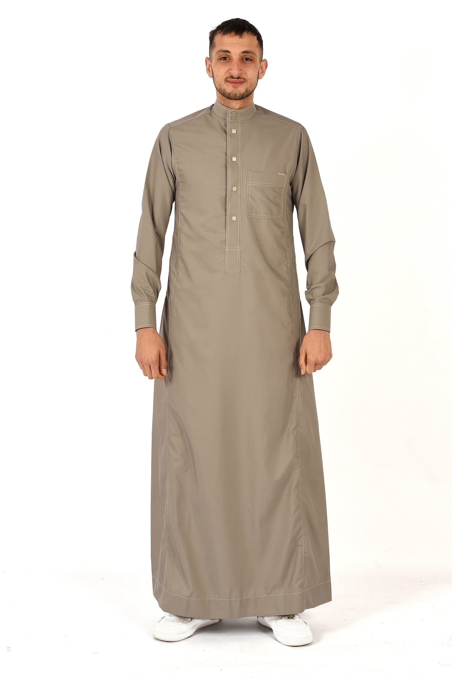 Al Fares Collar Thobe – Steeple Gray