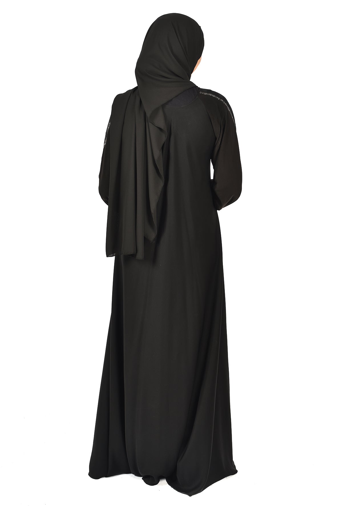 Modern Black Abaya with Elegant Diagonal Stripes ( ladies abaya )