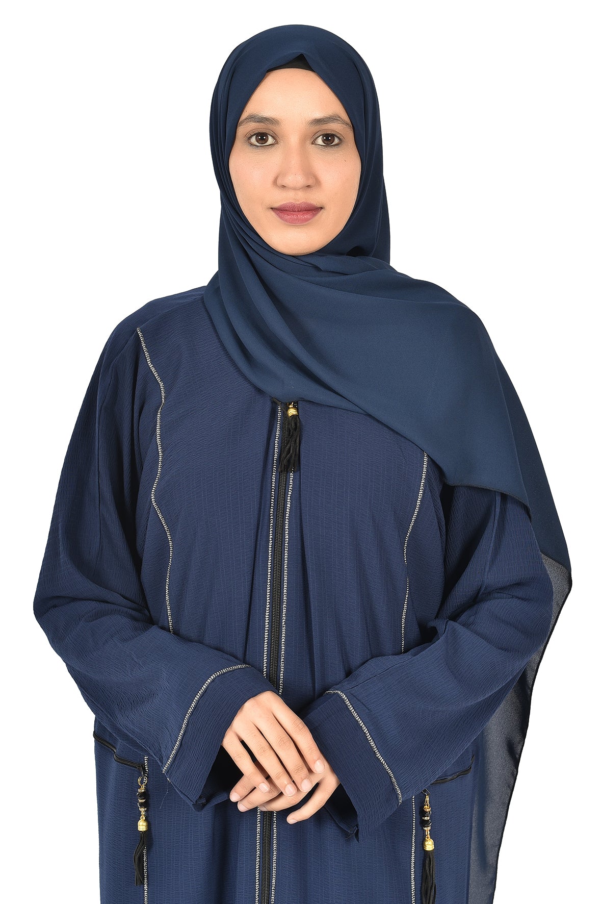 Navy Abaya with Front & Side Zippers – Sleek and Functional Design (ladies abaya )