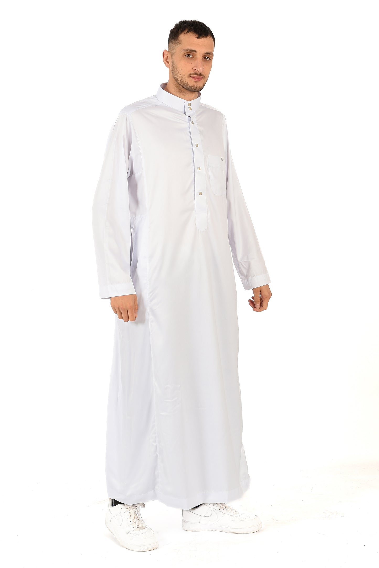 Al-Habib thobe with collar - white
