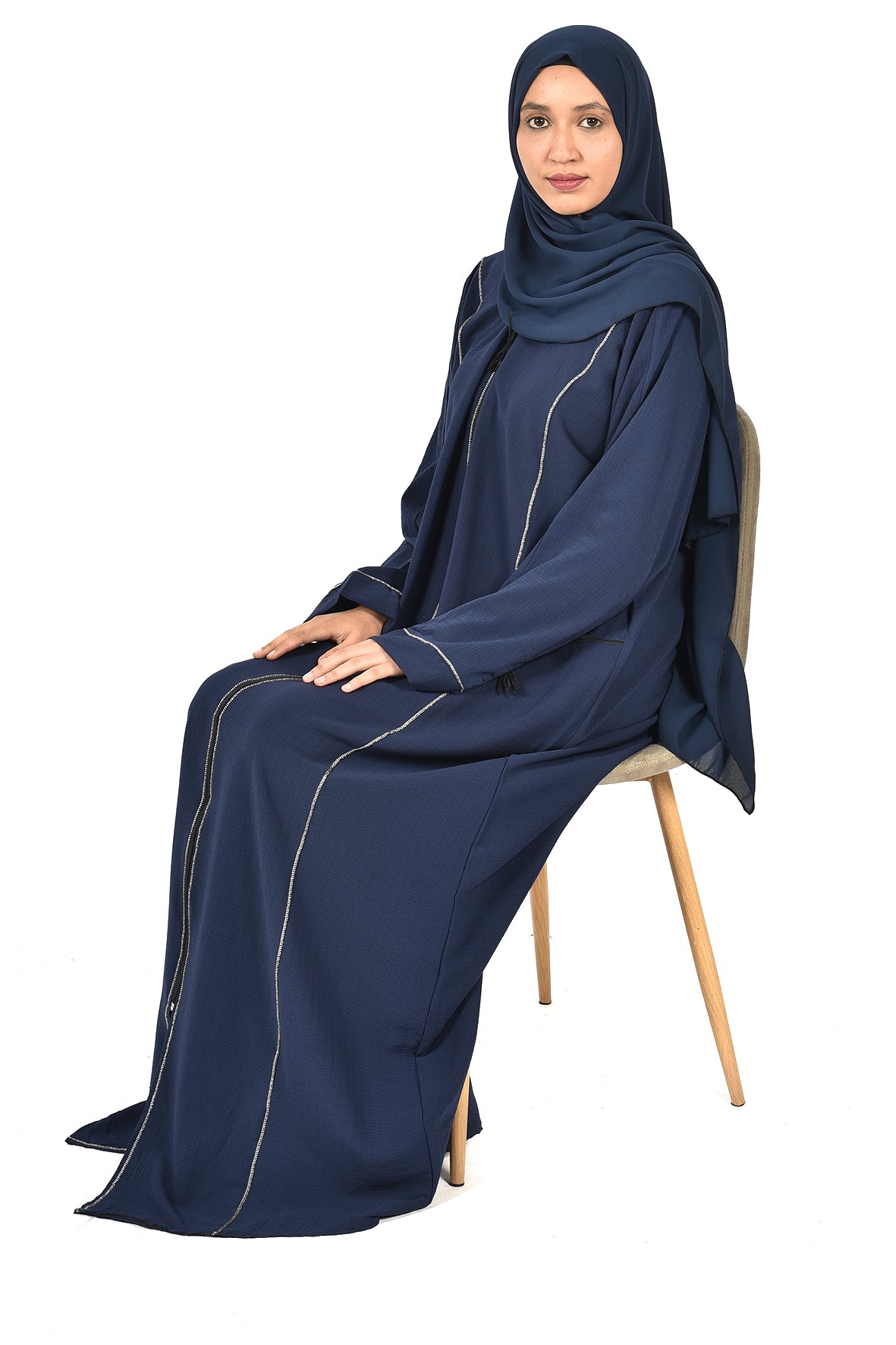 Navy Abaya with Front & Side Zippers – Sleek and Functional Design (ladies abaya )