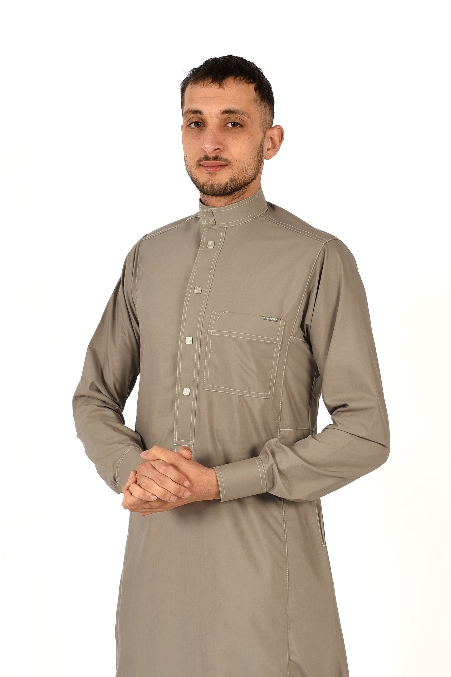 Al Fares Collar Thobe – Steeple Gray