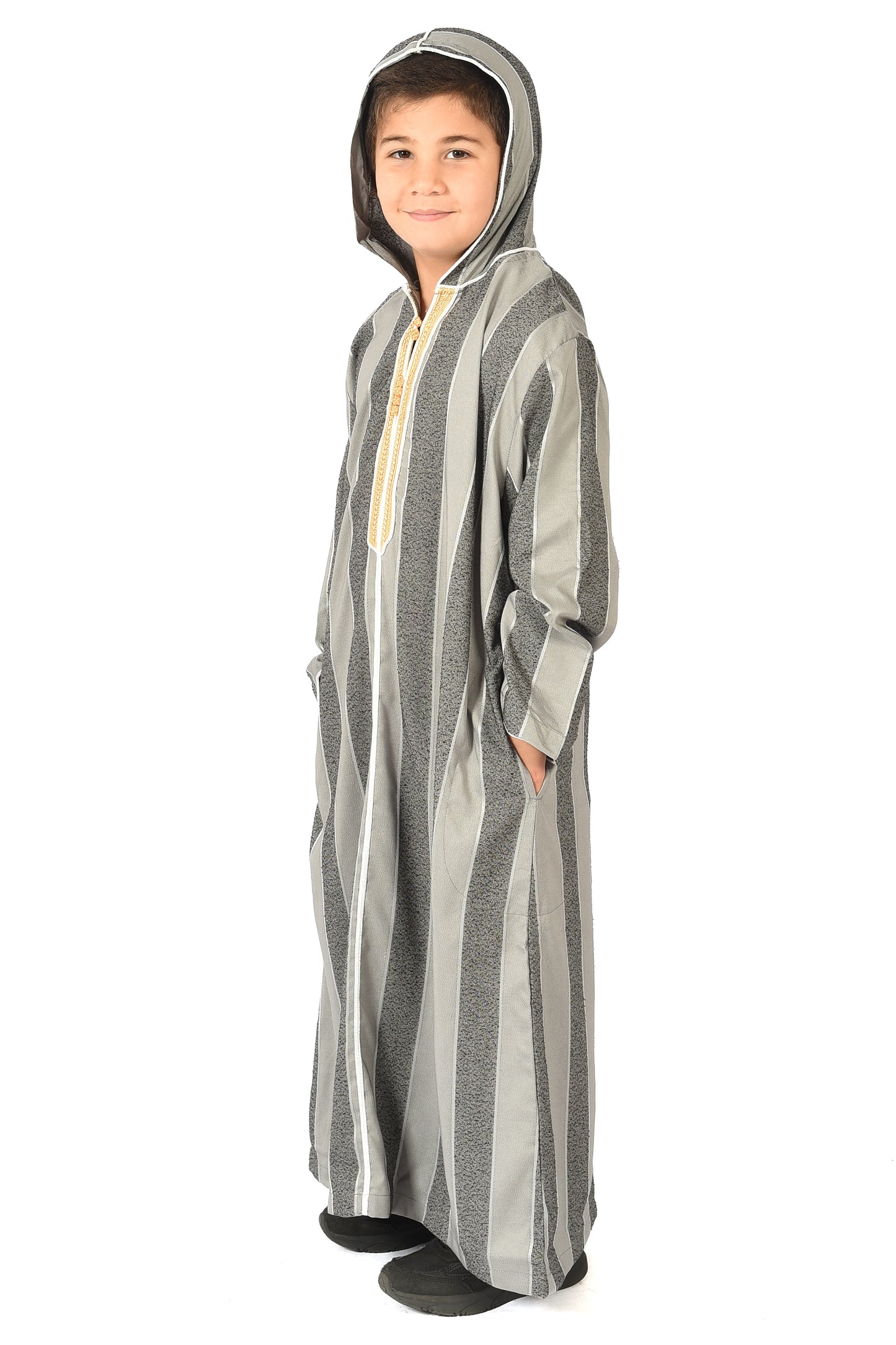 Focha Kids Hooded Thobe - Grey