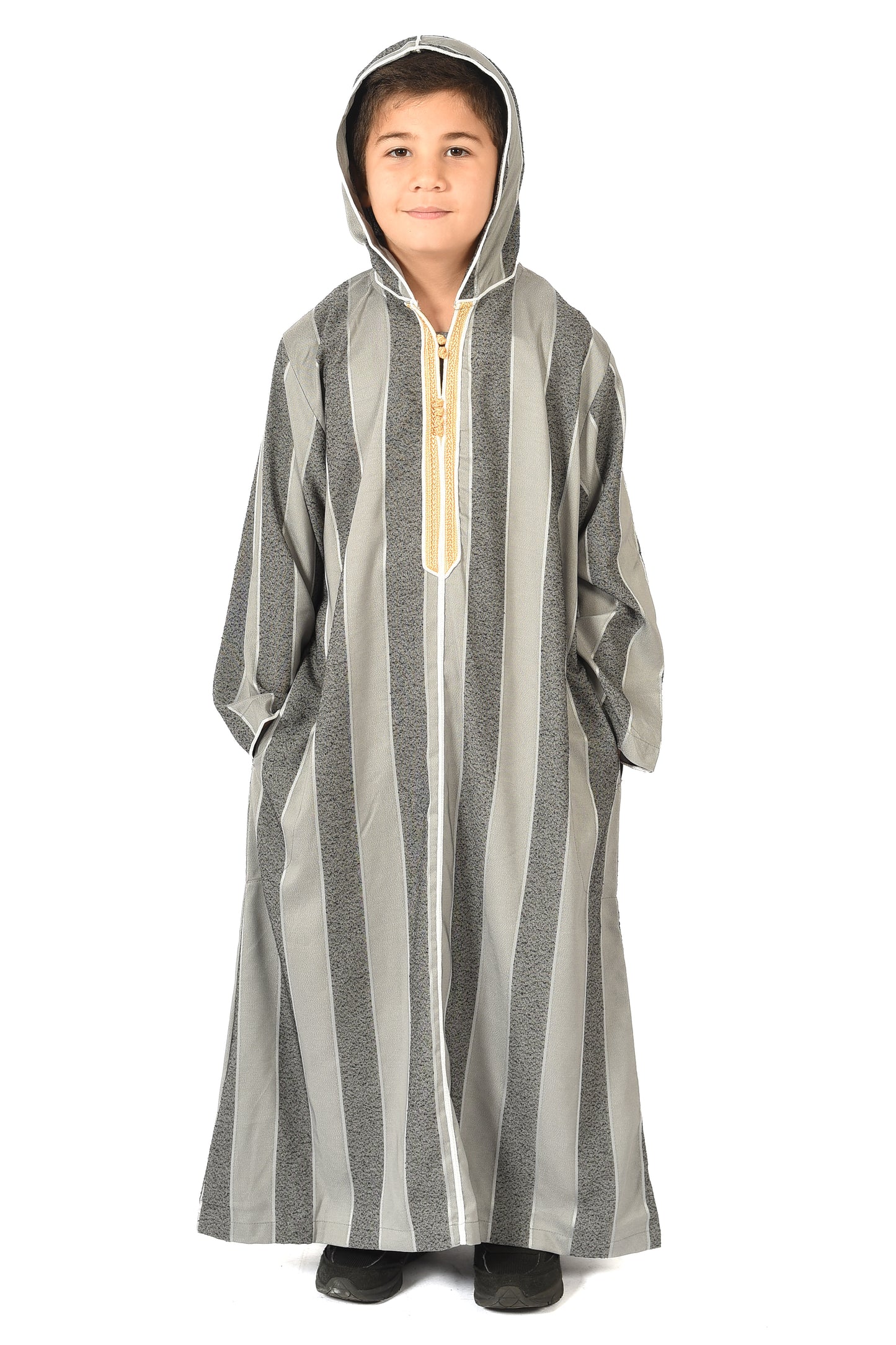 Focha Kids Hooded Thobe - Grey