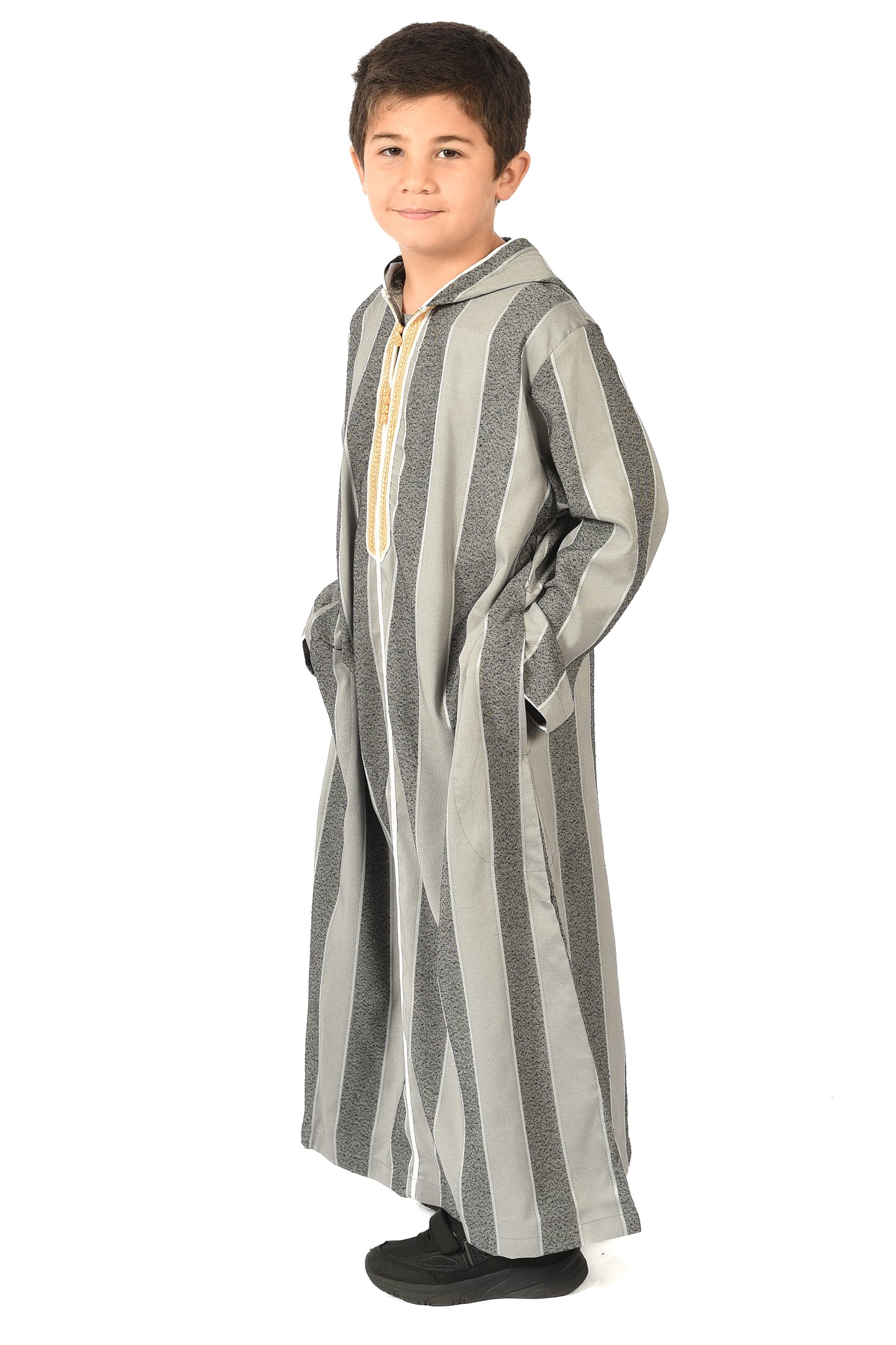 Focha Kids Hooded Thobe - Grey