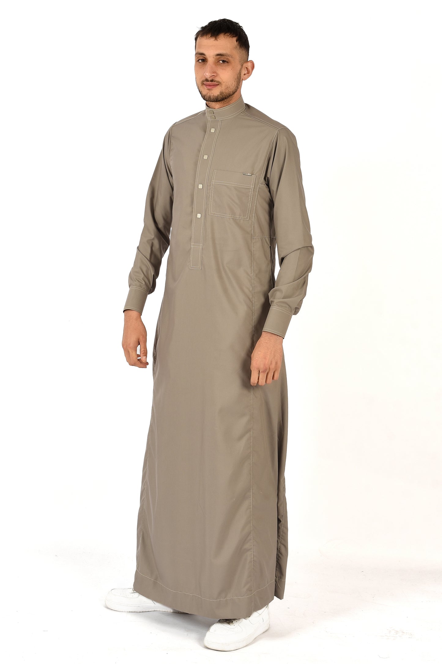 Al Fares Collar Thobe – Steeple Gray