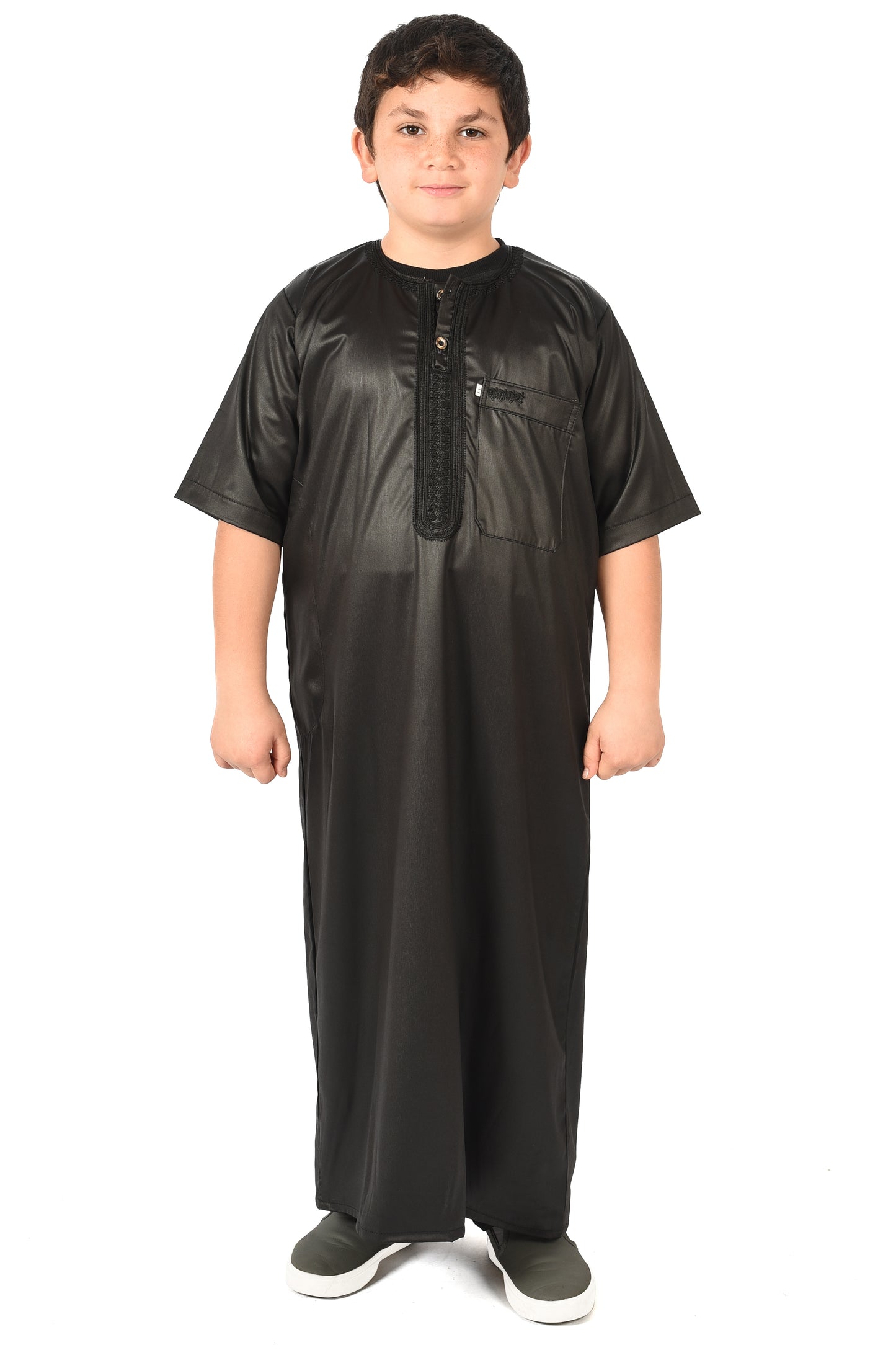 Kids Short sleeved Sport Thobe Style 2 - Black