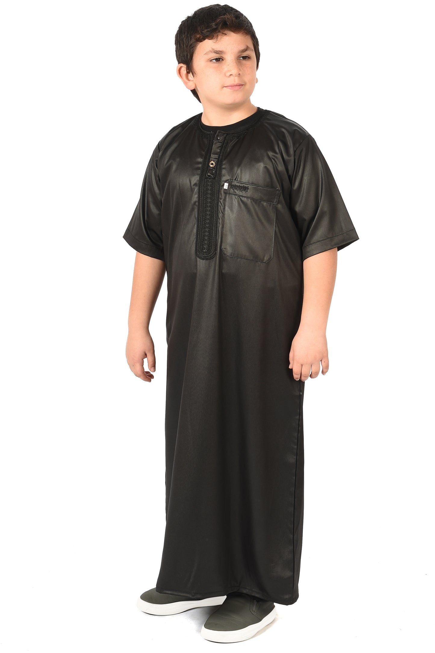 Kids Short sleeved Sport Thobe Style 2 - Black