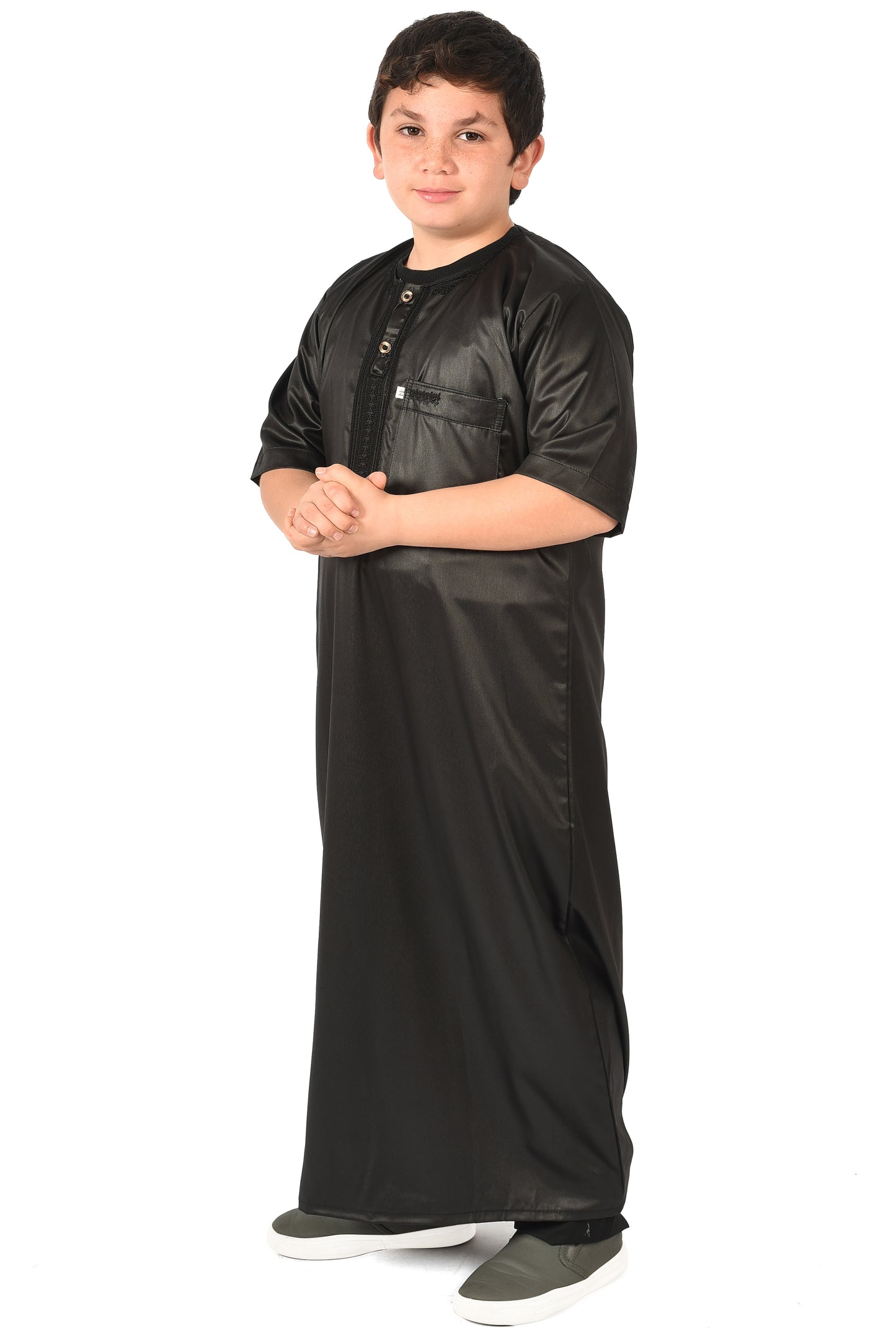 Kids Short sleeved Sport Thobe Style 2 - Black