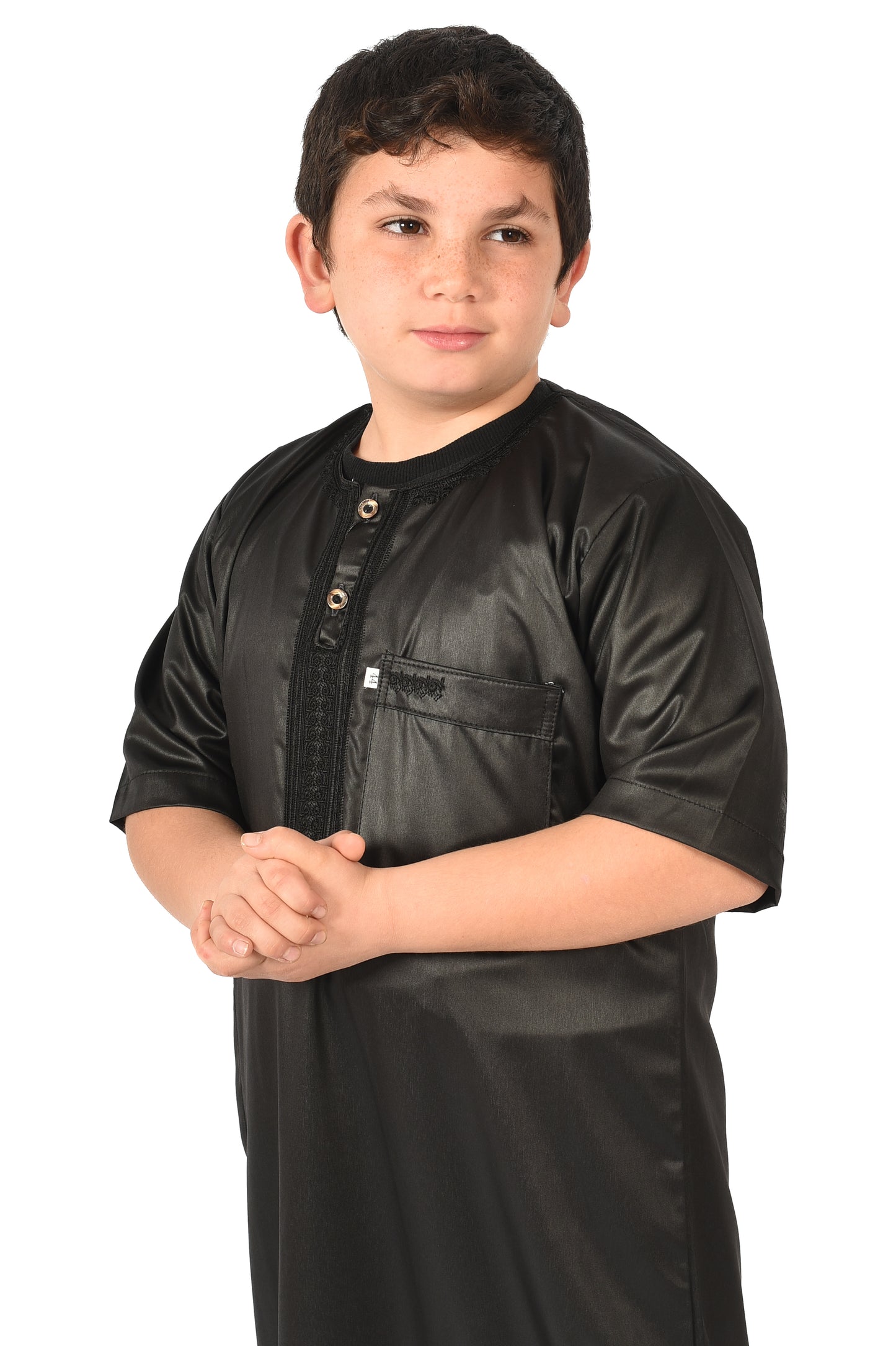 Kids Short sleeved Sport Thobe Style 2 - Black
