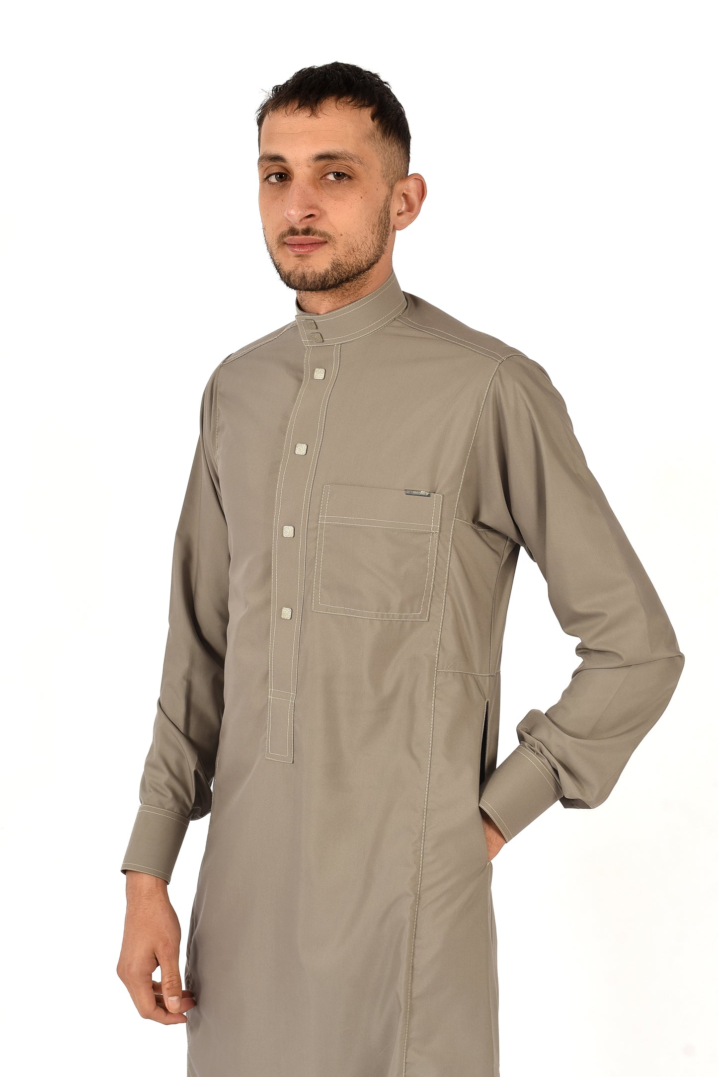 Al Fares Collar Thobe – Steeple Gray