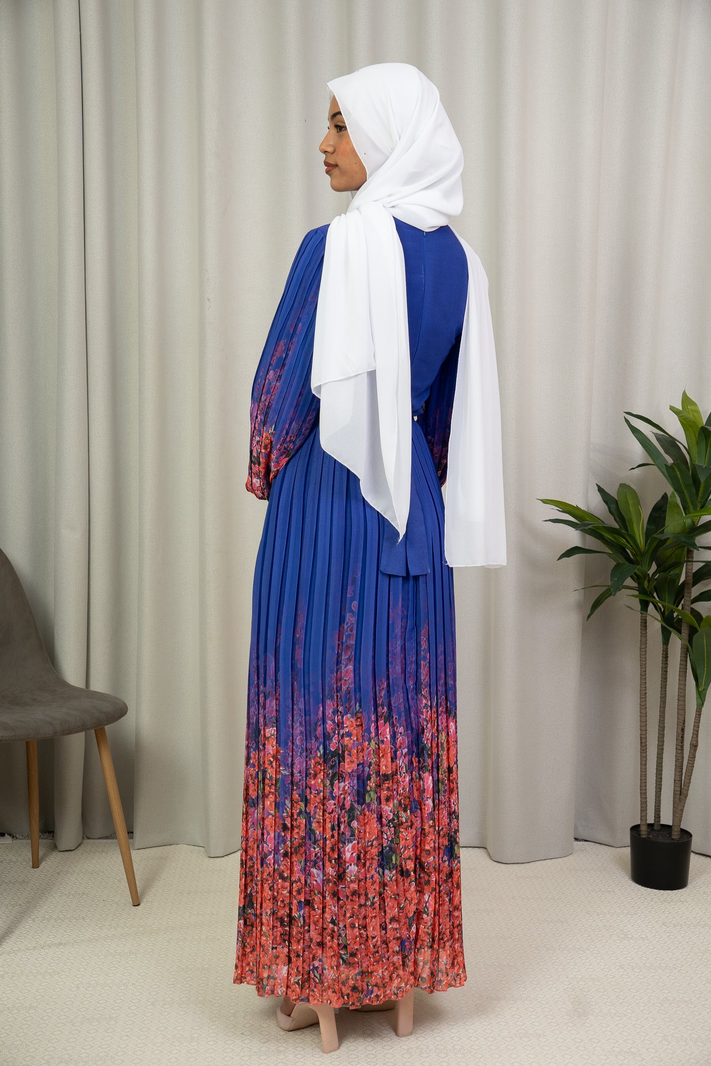 Dmn floral sleeve deep blue