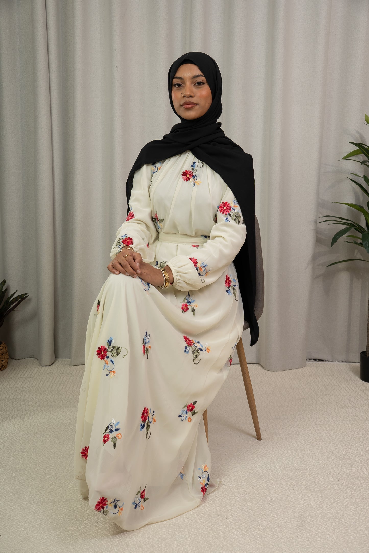 Dmn embroidered flower glass green