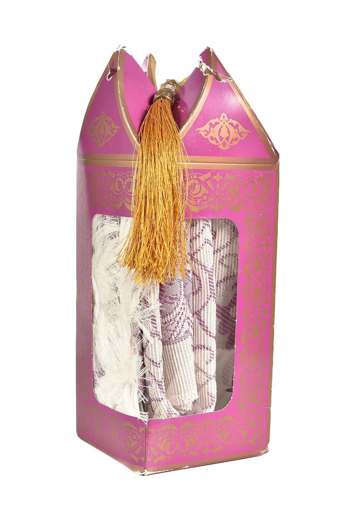 Luxury Patterned Prayer Mat with Tasbeeh – Purple Color