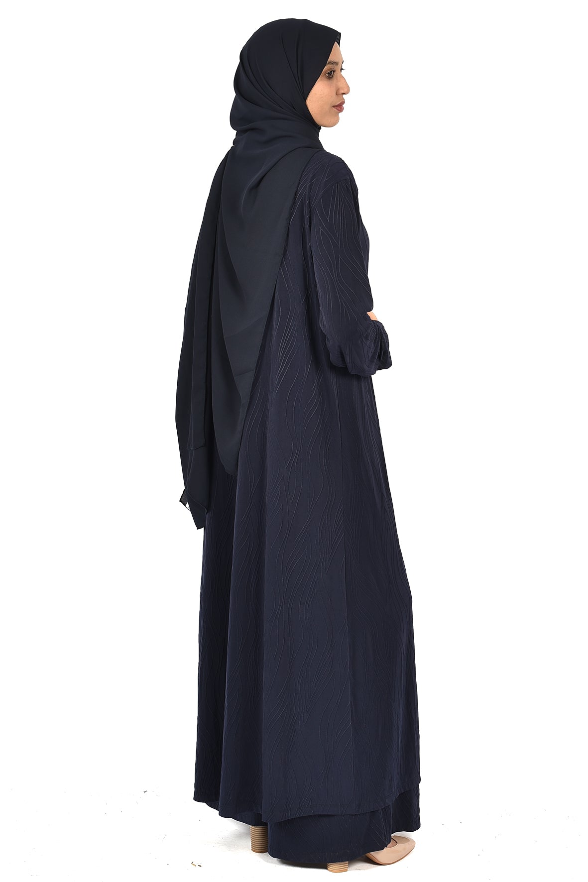 Women's 3-Piece Loose Abaya Set β Elegant Design in Dark Navy Blue (ladies abaya)