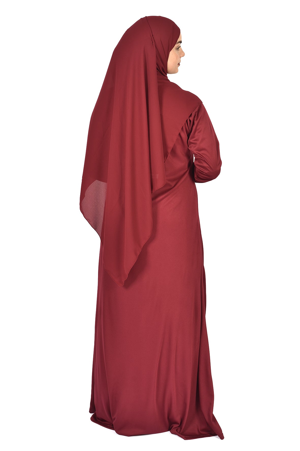 Luxury Islamic Satin Abaya in Burgundy – (ladies aline trilobal )