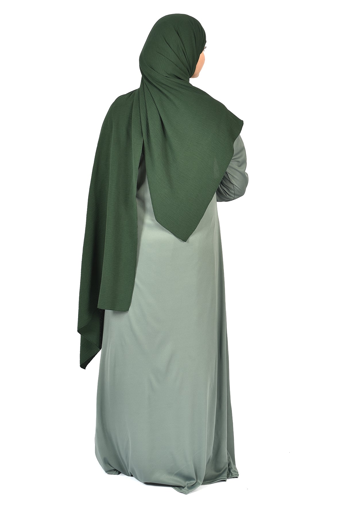 Elegant Green Abaya – Flowy Design & Subtle Charm ( ladies aline trilobal )