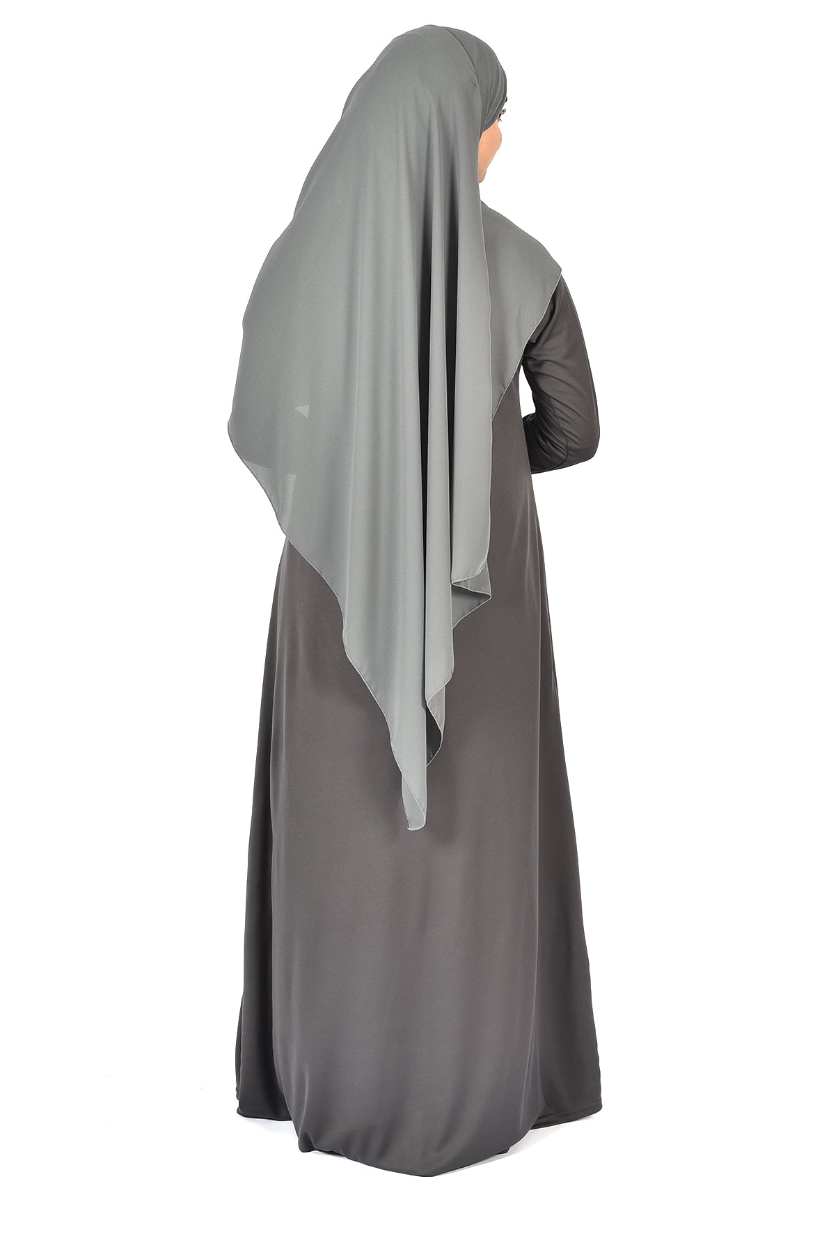 Modern Grey Abaya – Loose Fit & Refined Simplicity ( ladies aline trilobal )