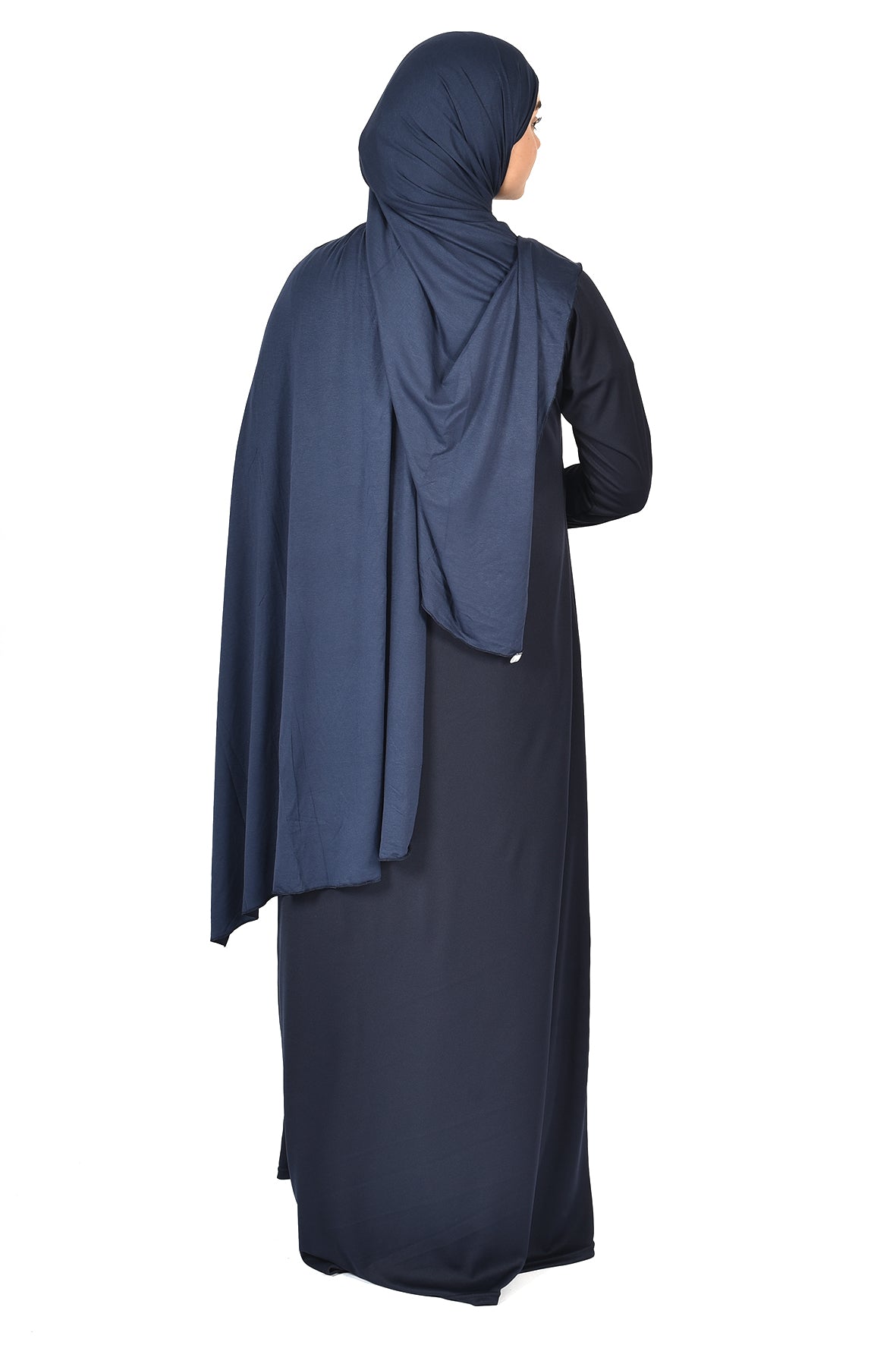 Elegant Navy Blue Abaya – Flowing Cut & Subtle Sophistication ( ladies aline trilobal )