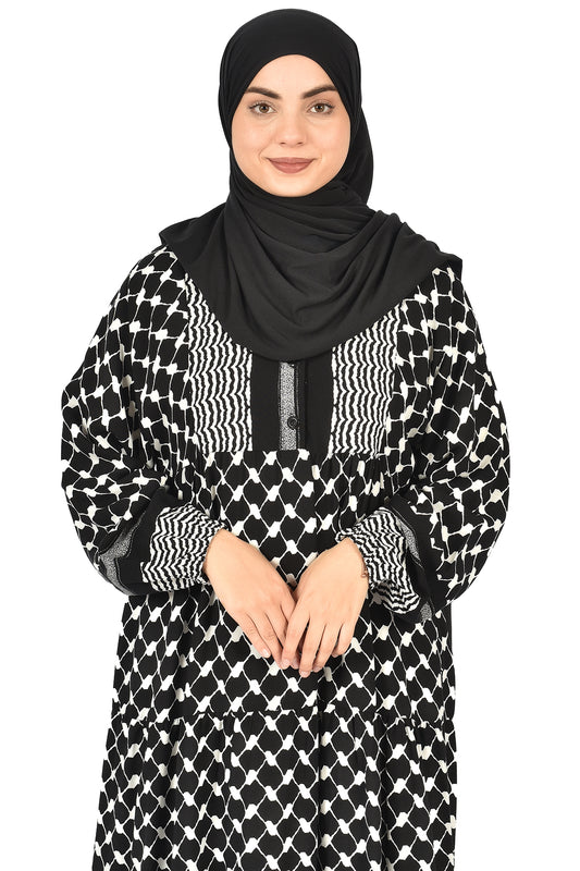 Abaya with Traditional Palestinian Keffiyeh Motif ( guz dress  )